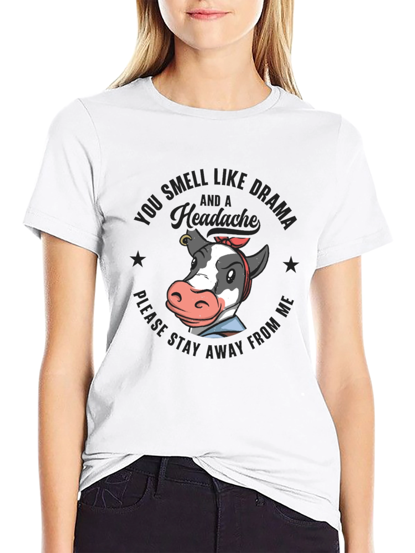 Drama Cow Graphic Tee - Stay Away Shirt
