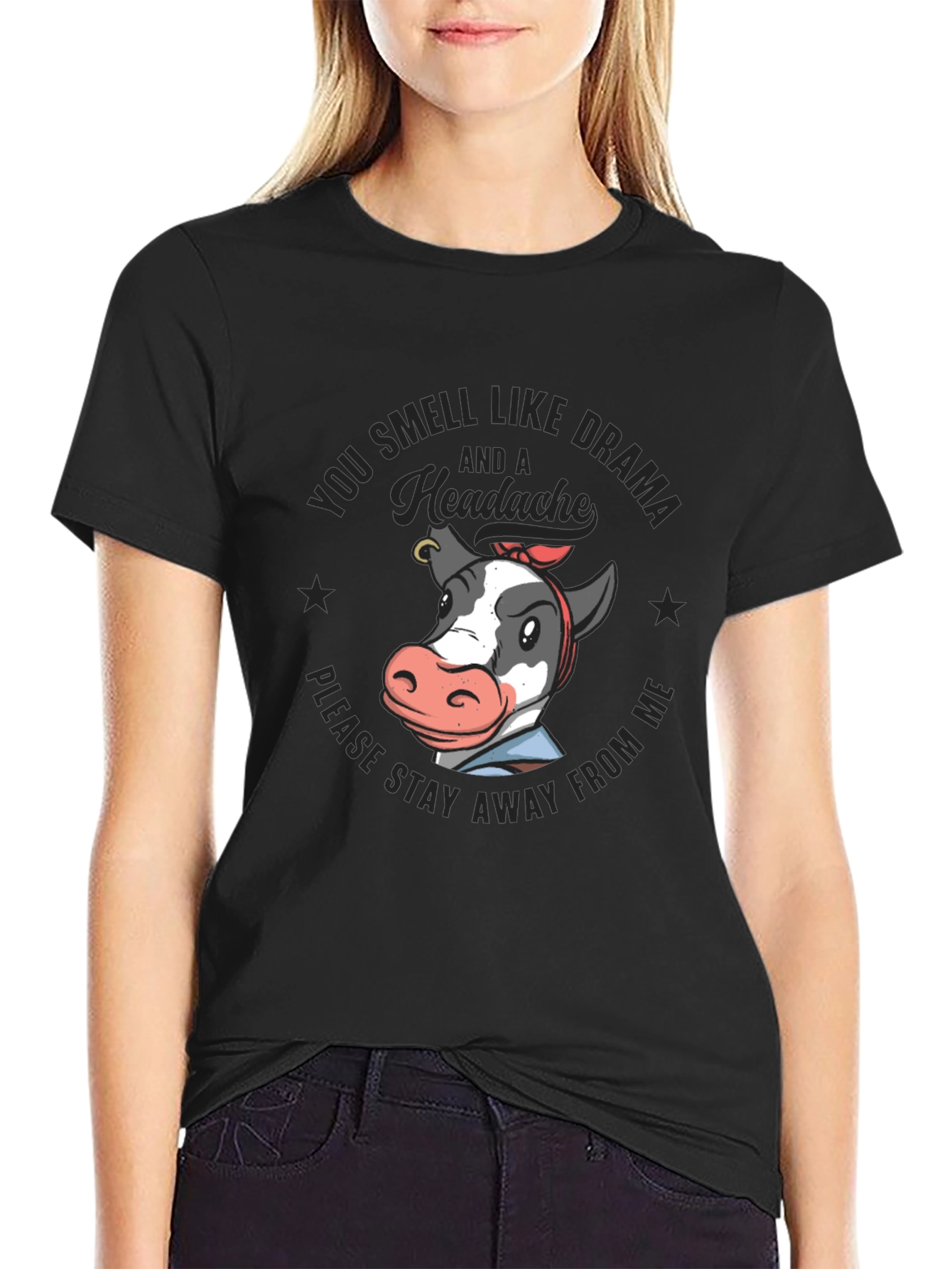Drama Cow Graphic Tee - Stay Away Shirt