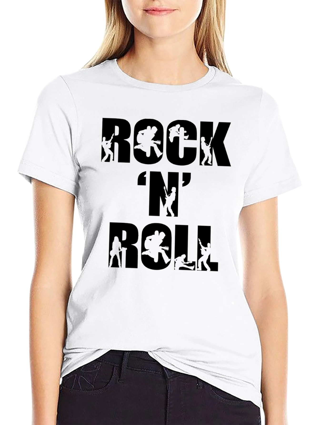 Rock N Roll Graphic Print Black T-Shirt