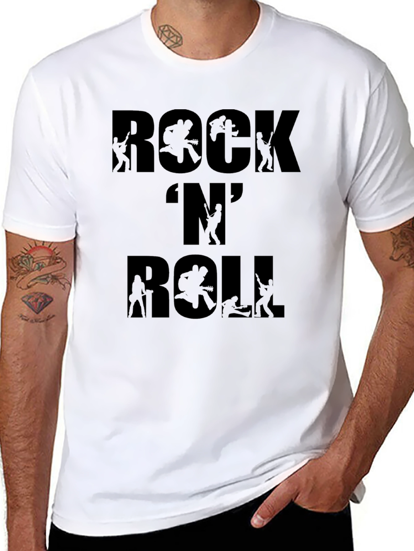 Rock N Roll Graphic Print Black T-Shirt
