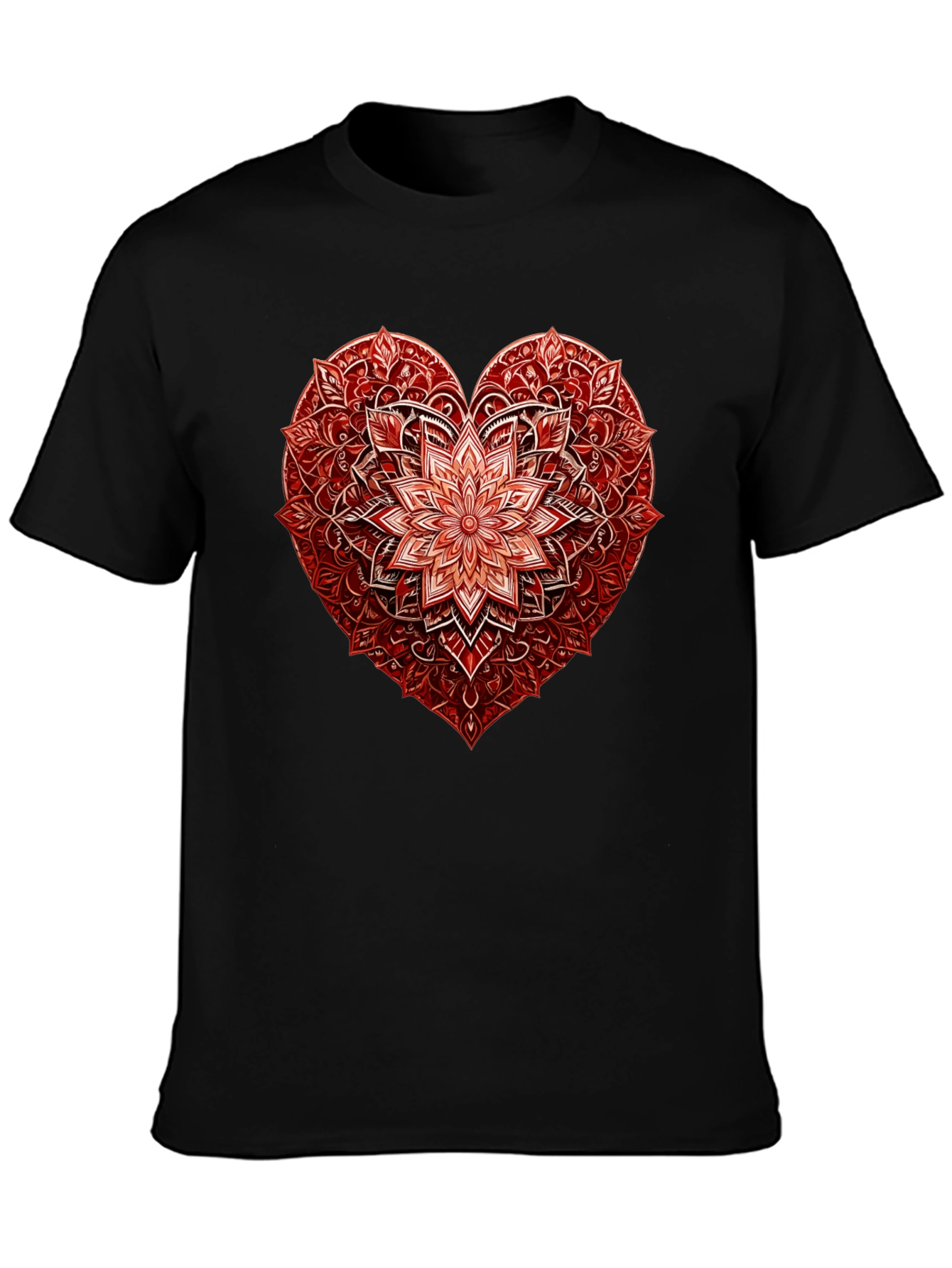 Red Floral Heart Graphic T-Shirt