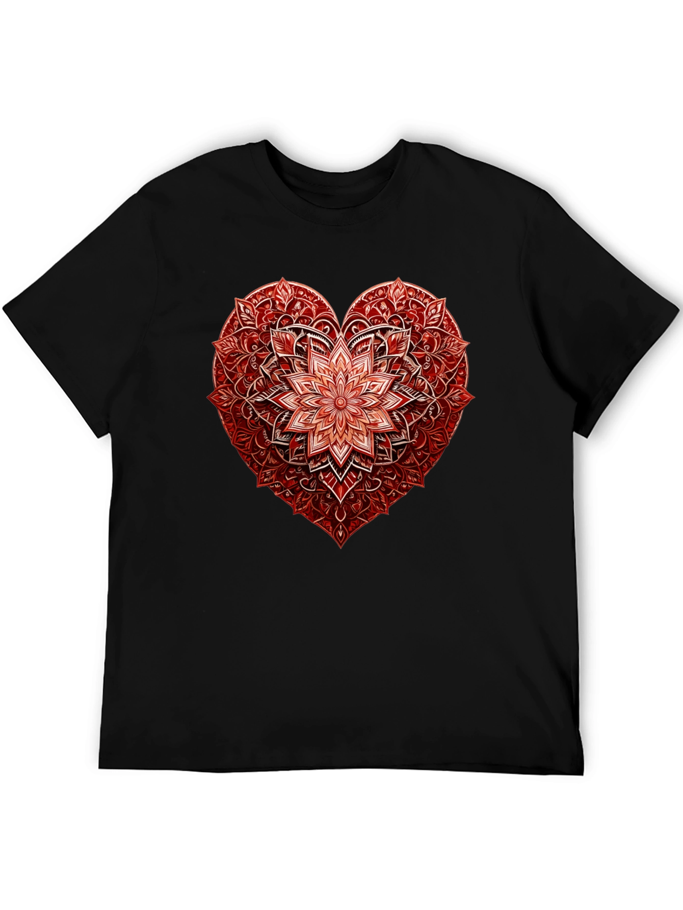 Red Floral Heart Graphic T-Shirt