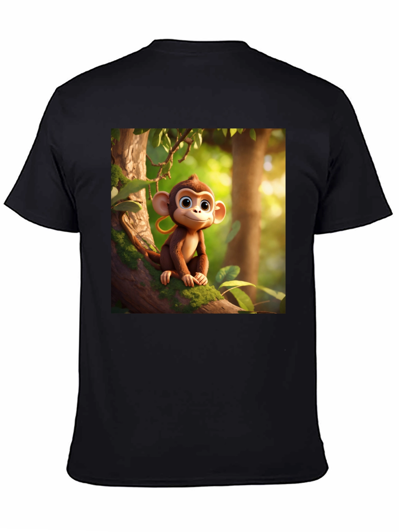 Monkey Cartoon Graphic Black T-Shirt