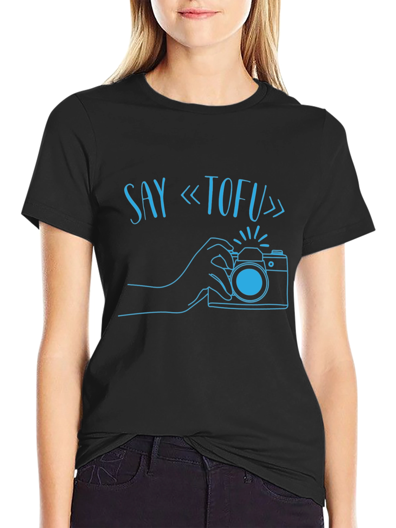 Say Tofu Camera Graphic T-Shirt - Black