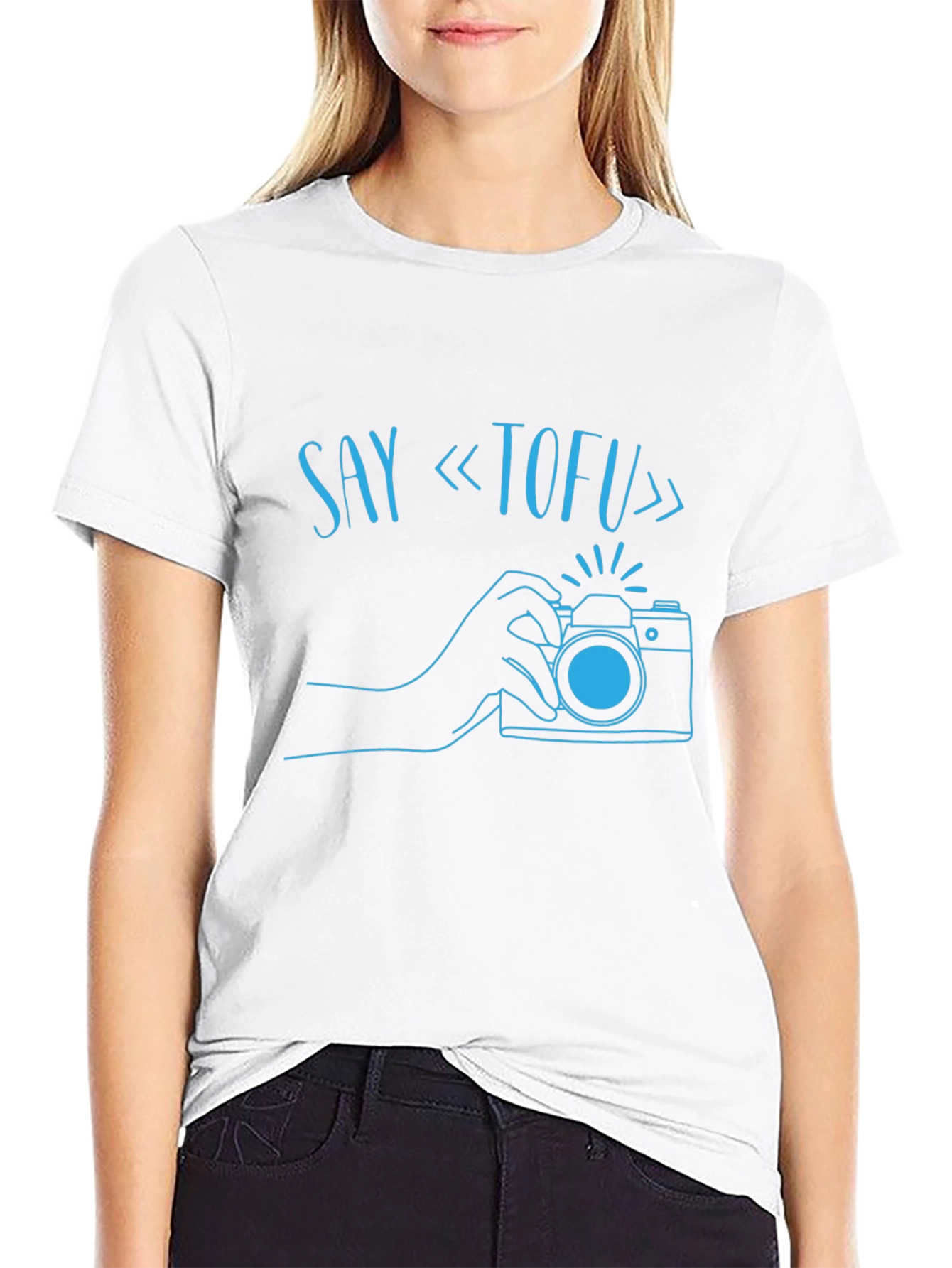 Say Tofu Camera Graphic T-Shirt - Black
