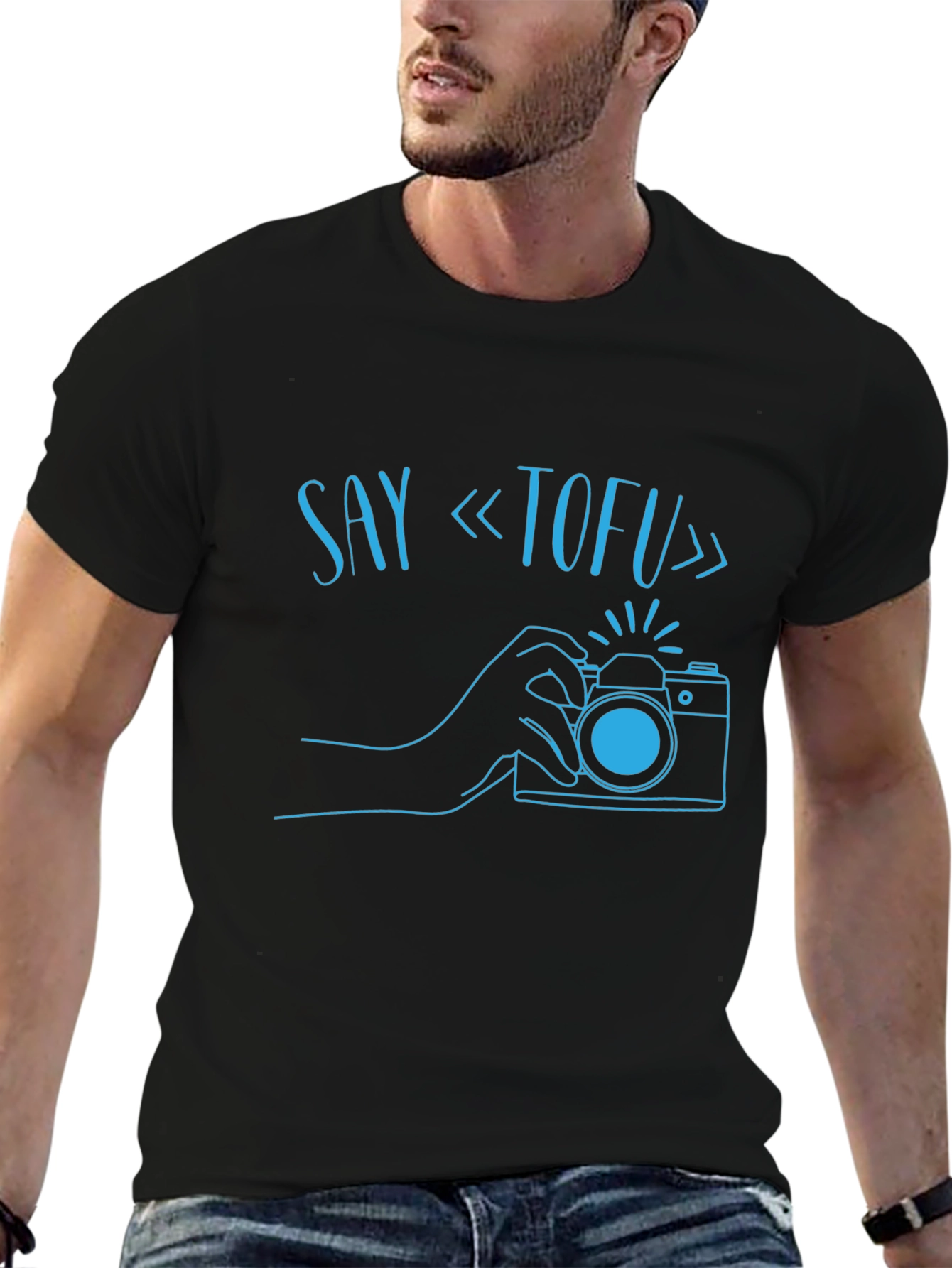 Say Tofu Camera Graphic T-Shirt - Black