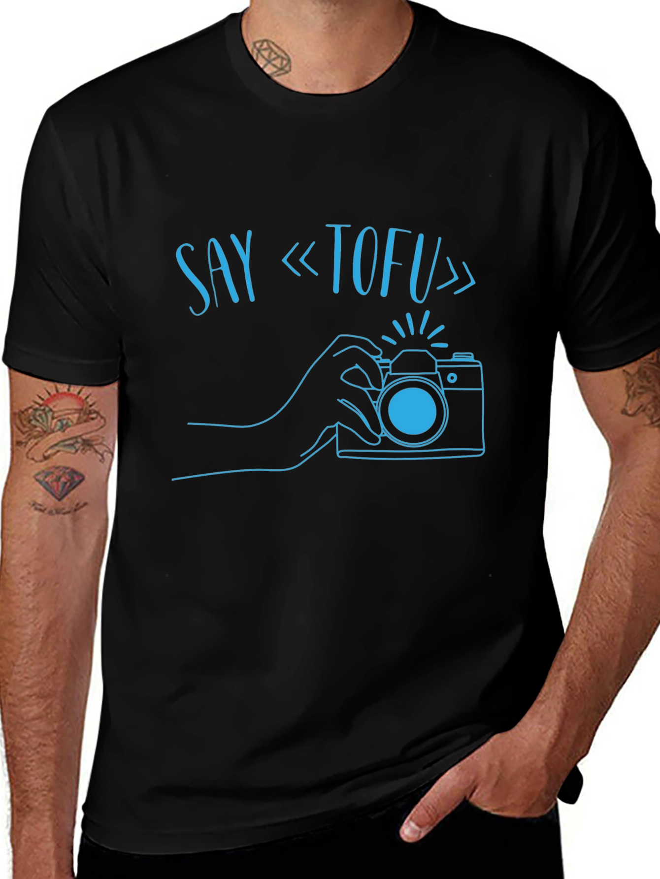 Say Tofu Camera Graphic T-Shirt - Black