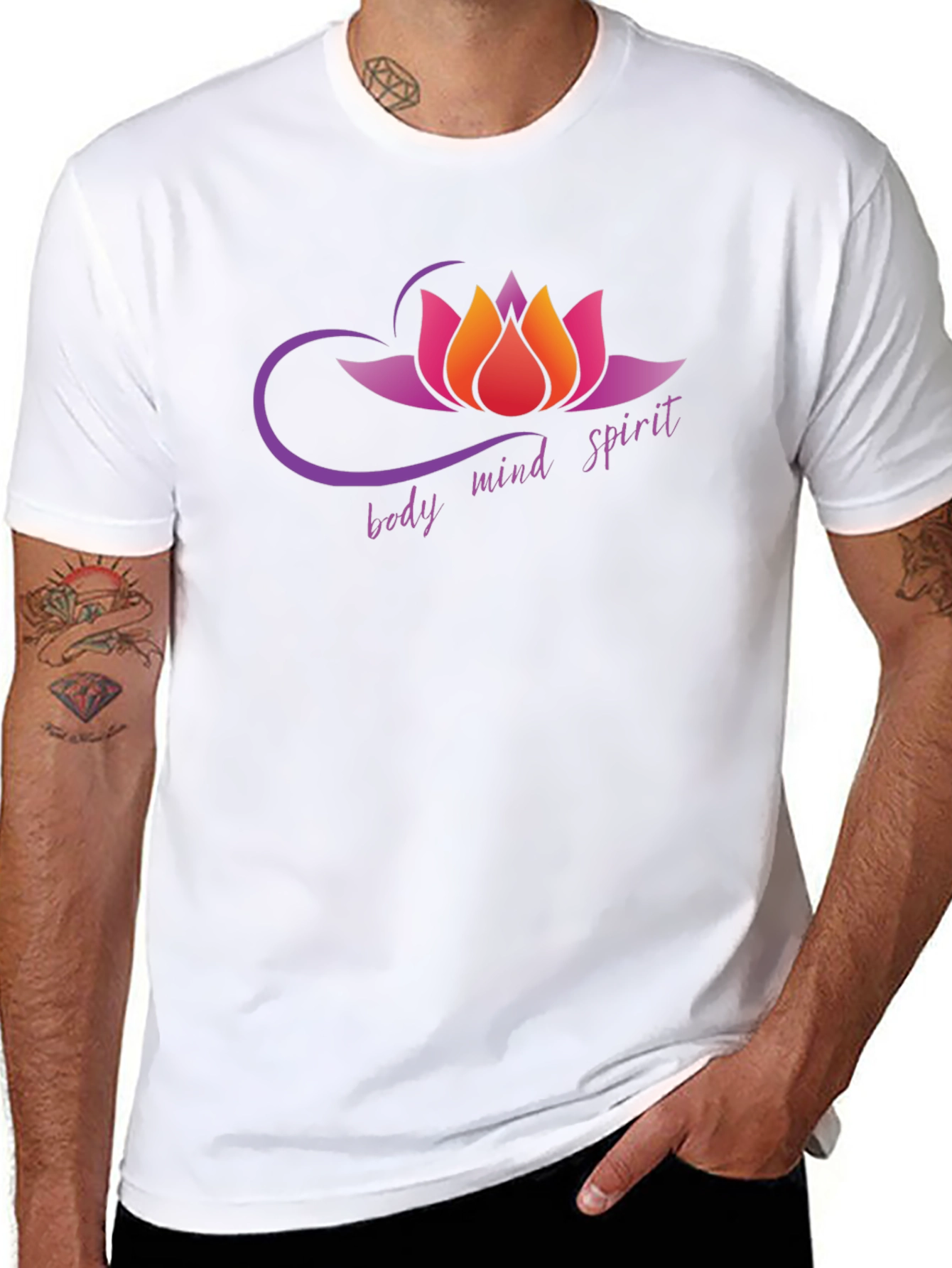 Body Mind Spirit Lotus Flower Graphic T-Shirt