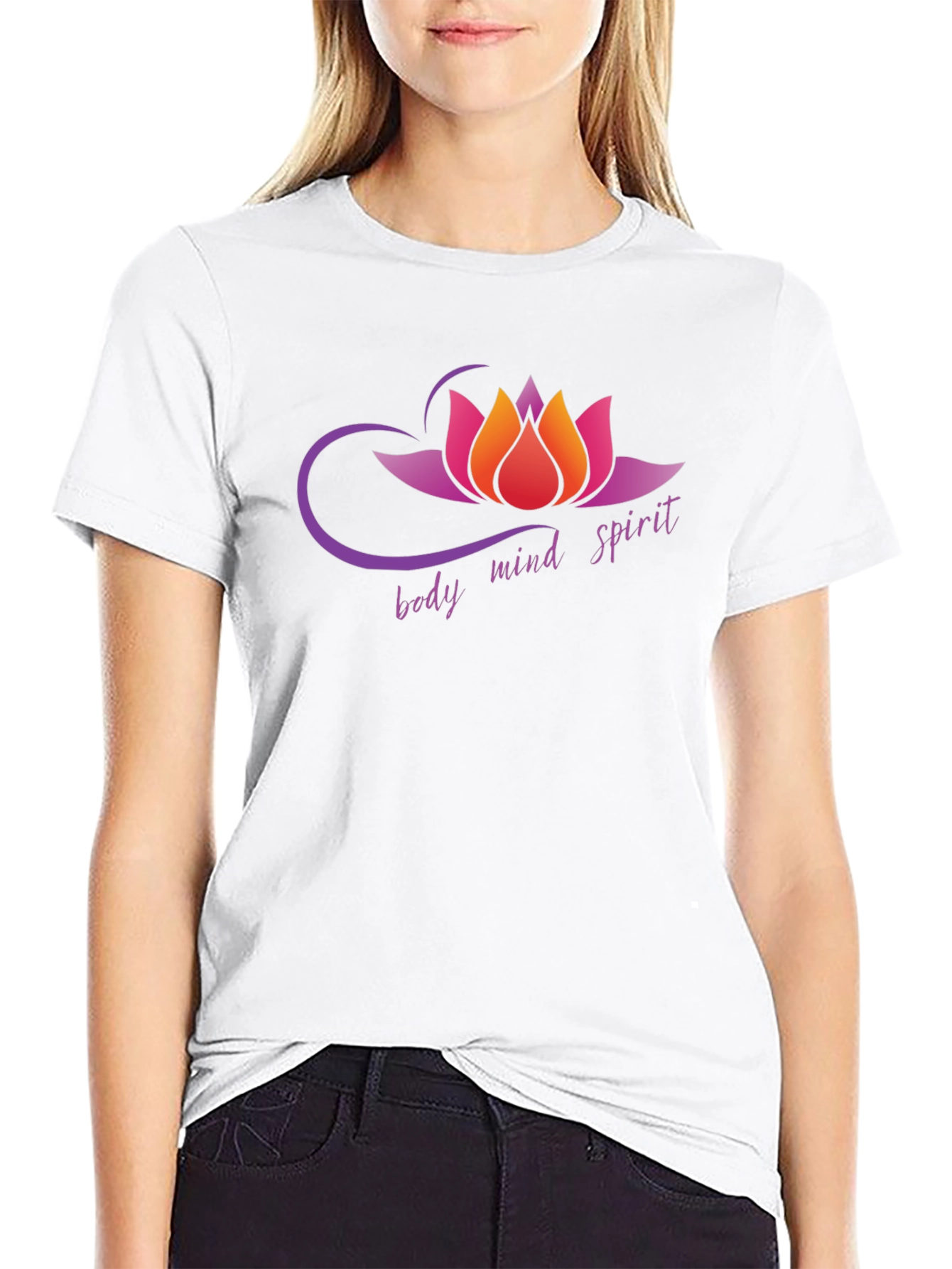 Body Mind Spirit Lotus Flower Graphic T-Shirt
