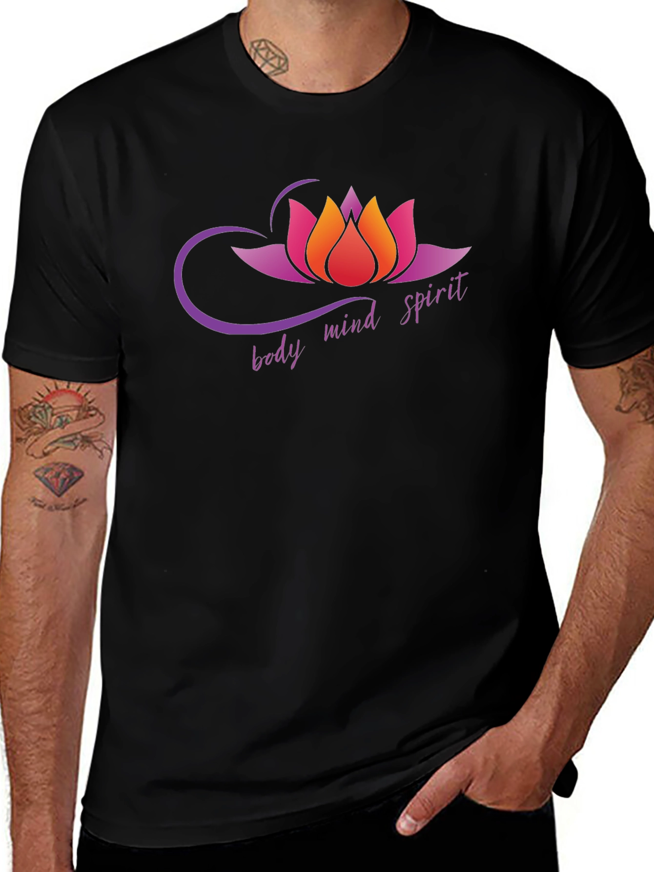 Body Mind Spirit Lotus Flower Graphic T-Shirt
