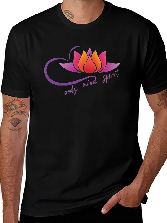 Body Mind Spirit Lotus Flower Graphic T-Shirt