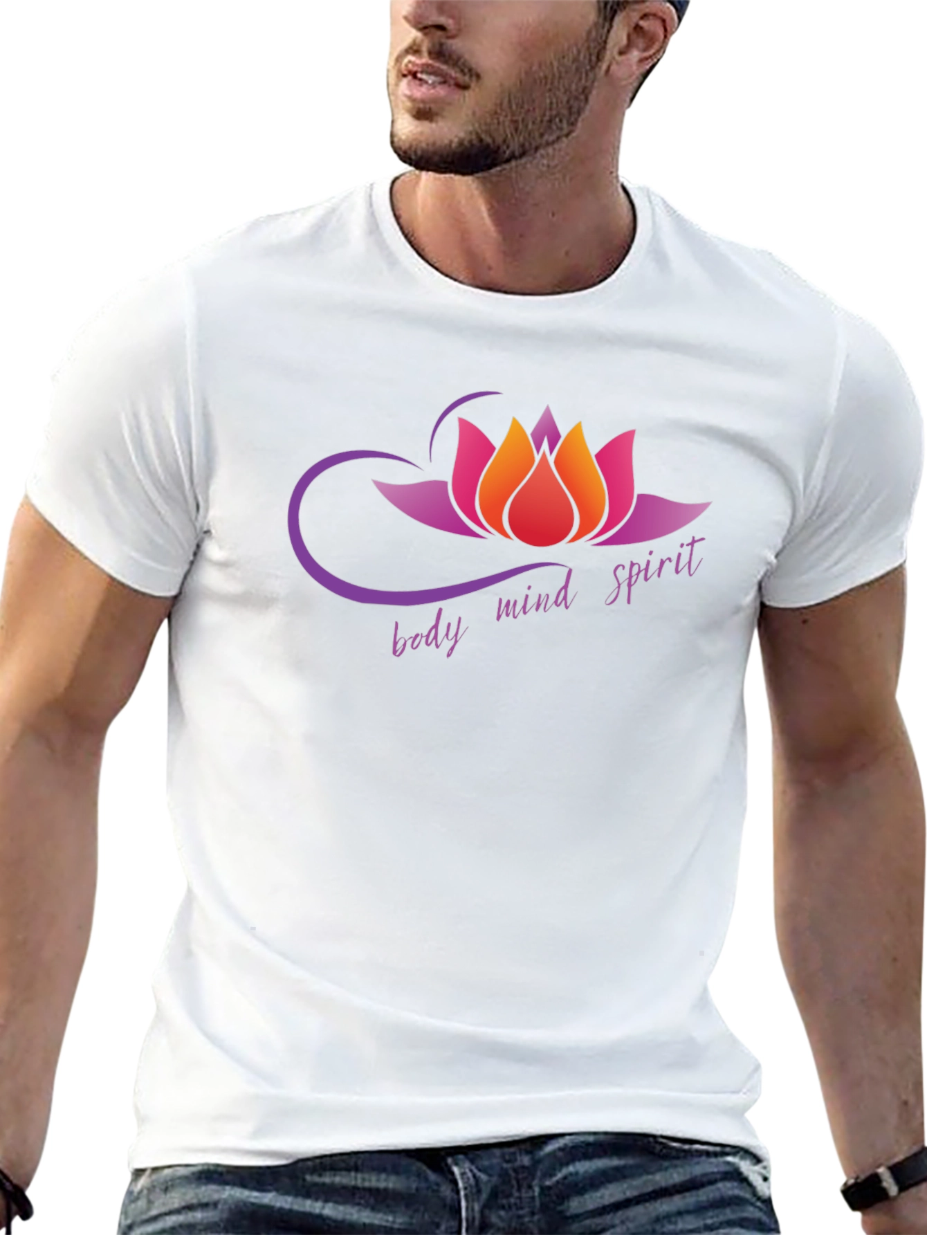 Body Mind Spirit Lotus Flower Graphic T-Shirt