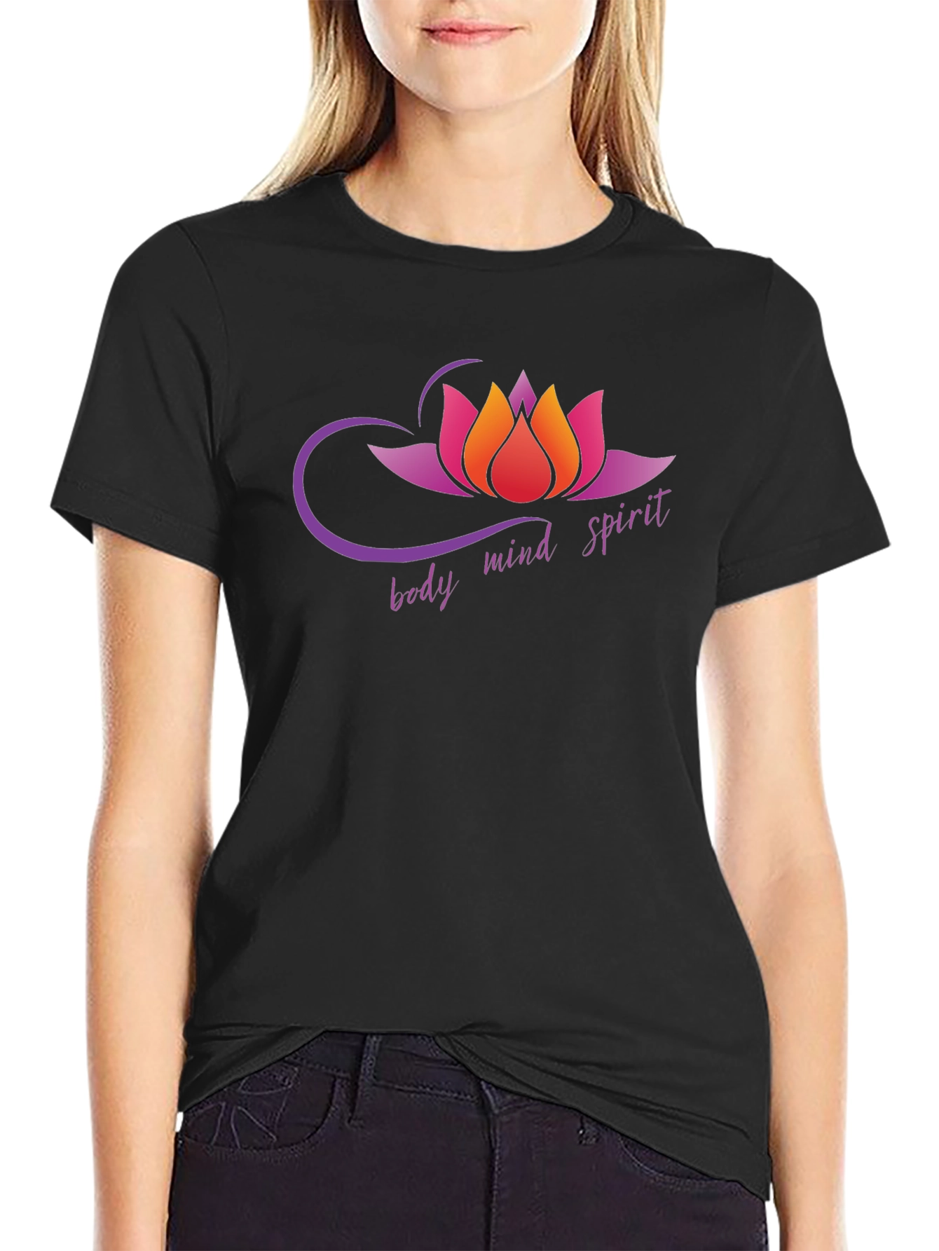 Body Mind Spirit Lotus Flower Graphic T-Shirt
