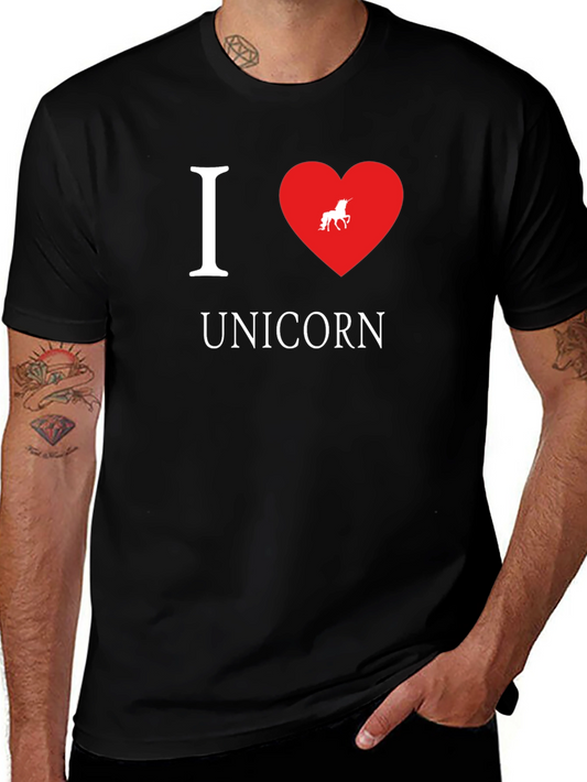 I Heart Unicorn Black T-Shirt