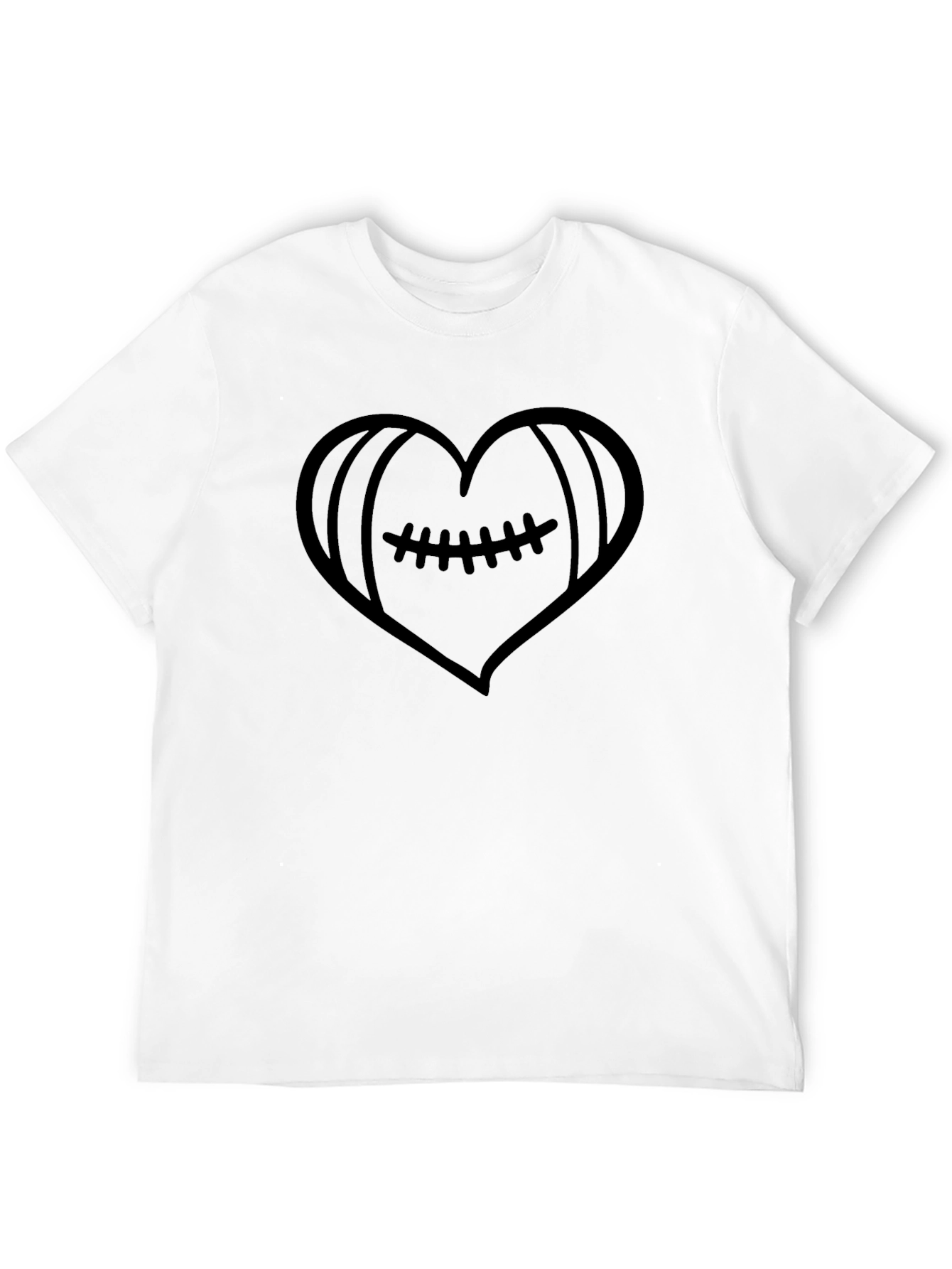 Football Heart Graphic Tee - Black Casual Shirt