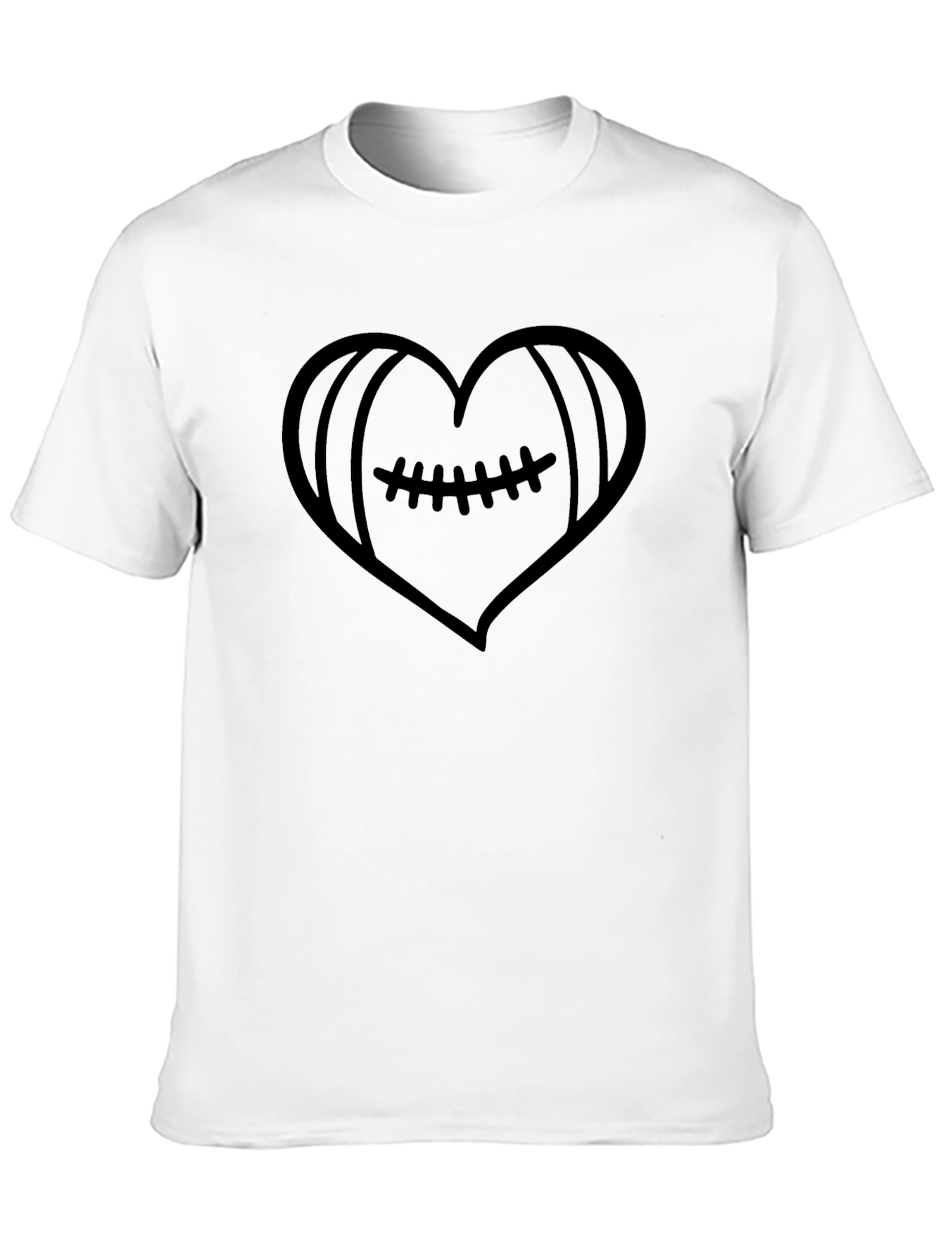 Football Heart Graphic Tee - Black Casual Shirt