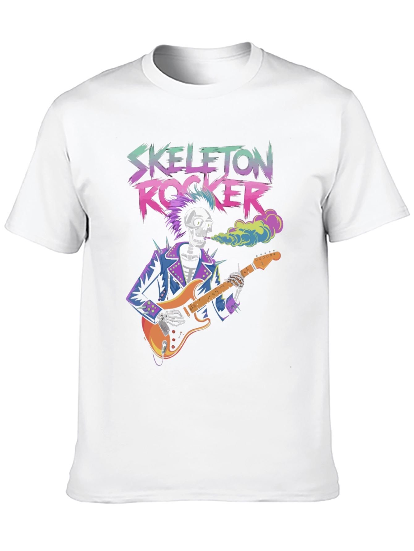 Skeleton Rocker Graphic Tee - Guitar Punk Style
