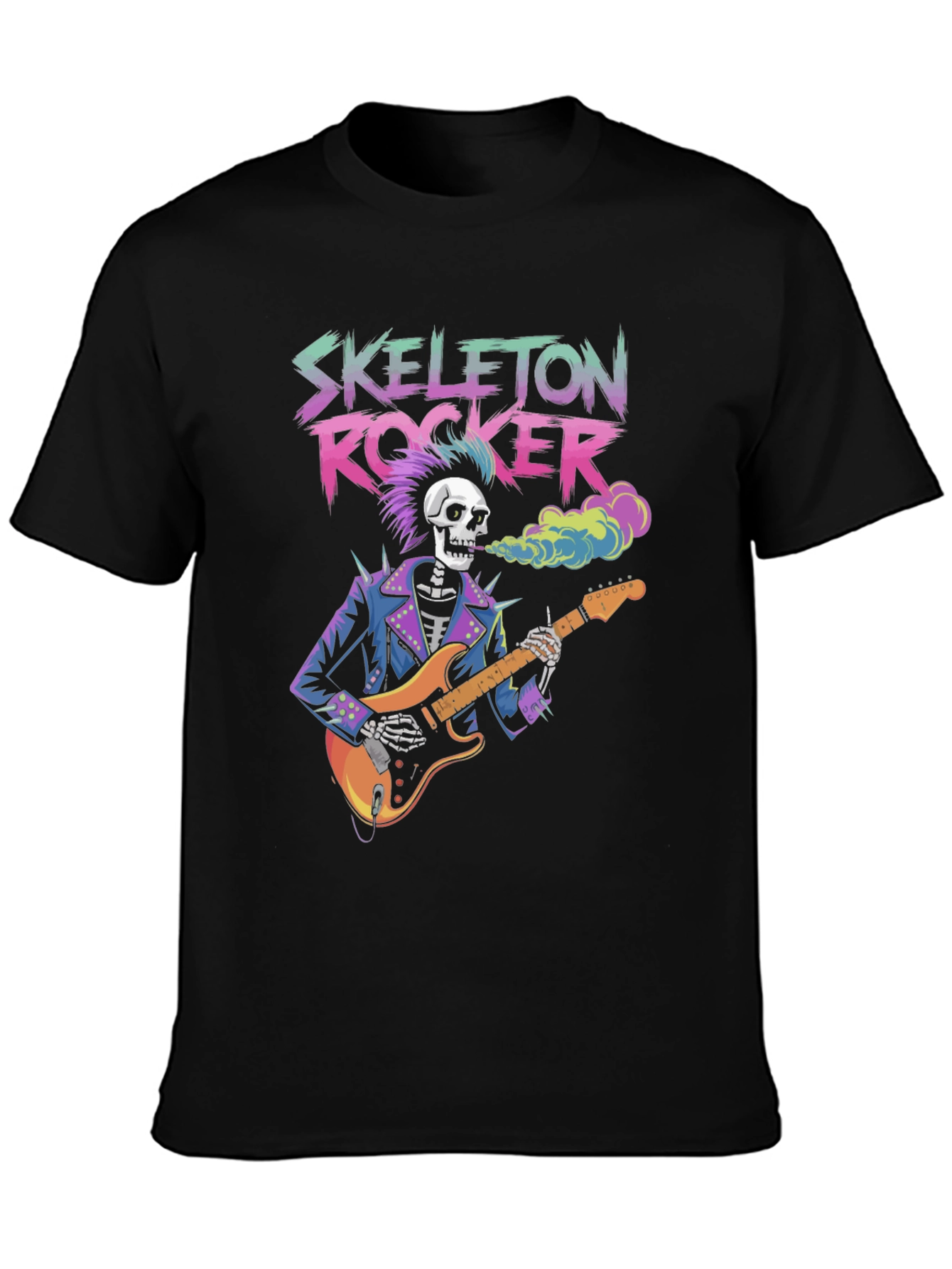 Skeleton Rocker Graphic Tee - Guitar Punk Style