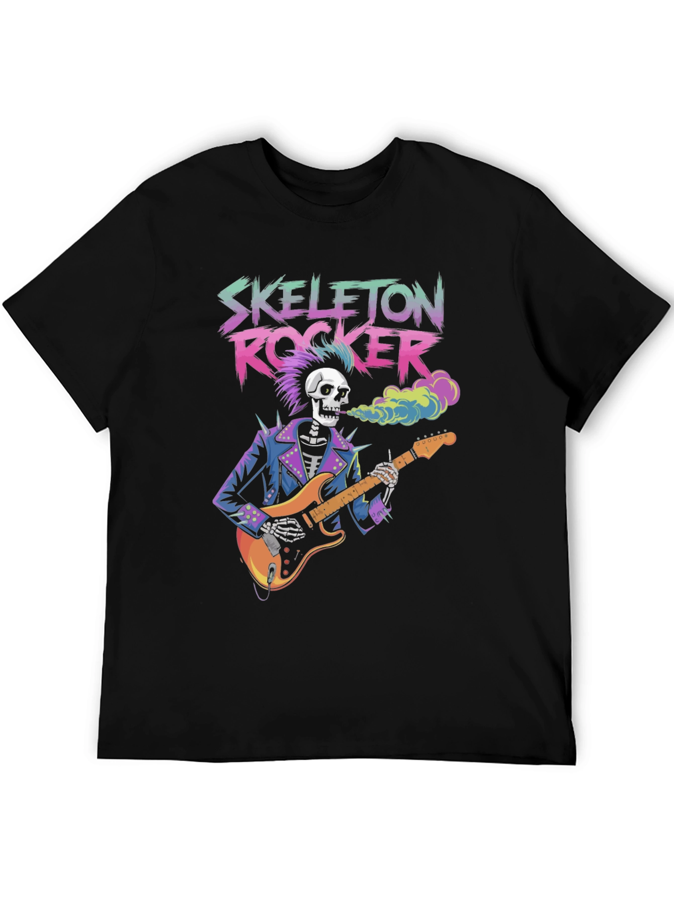 Skeleton Rocker Graphic Tee - Guitar Punk Style