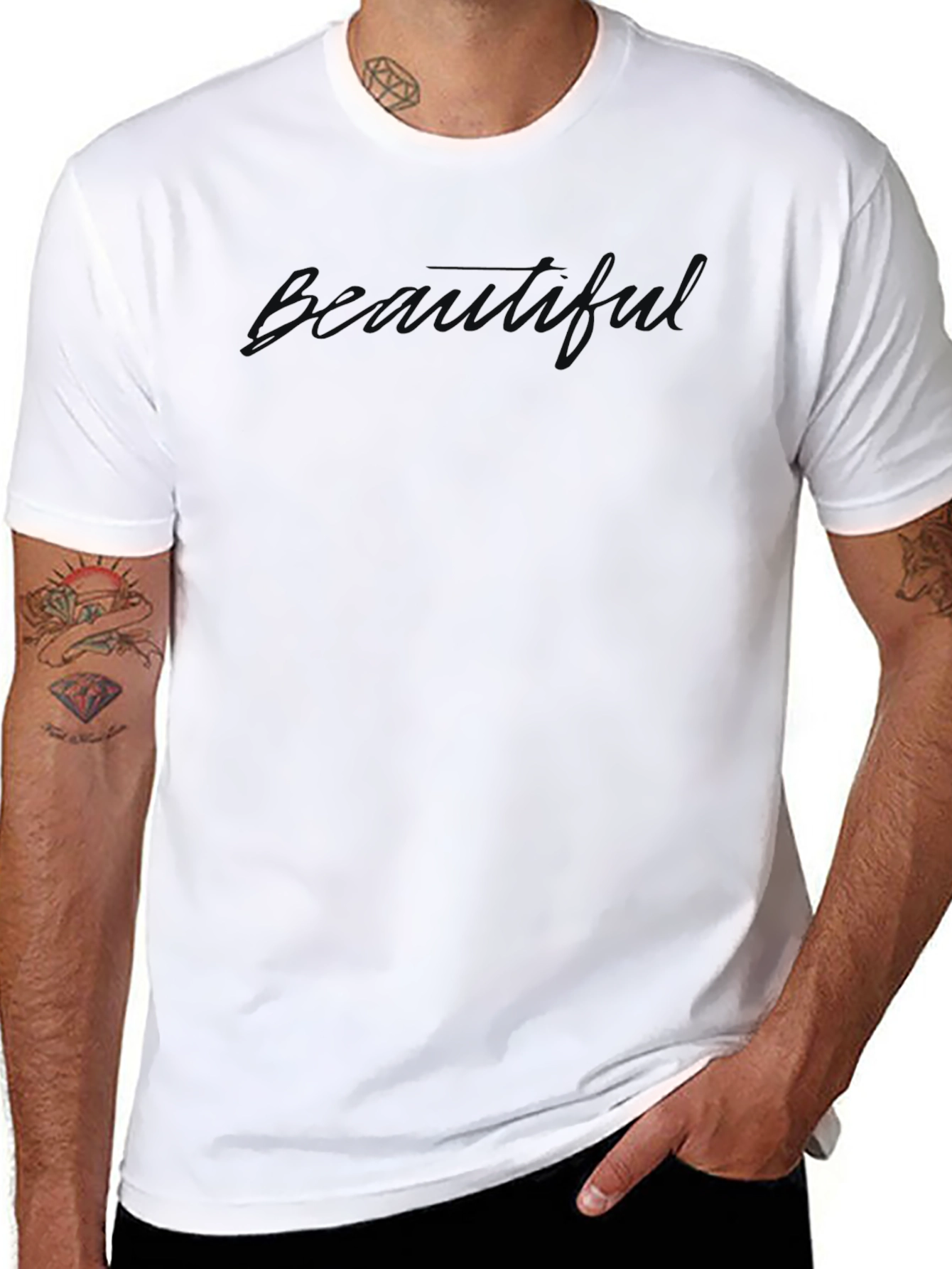 Mens Beauty Print Crew Neck T-Shirt