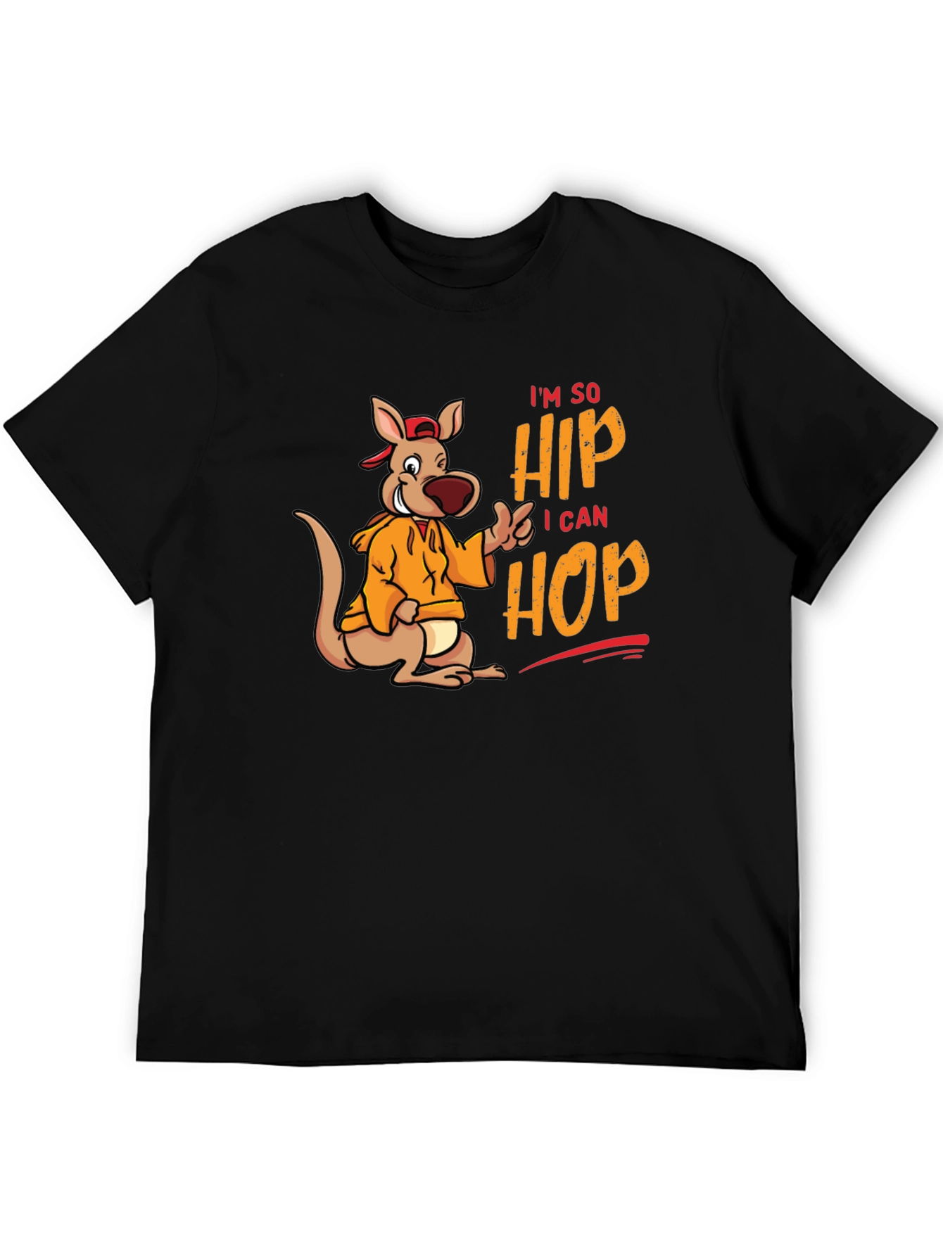 Hip Hop Kangaroo Graphic T-Shirt - Black