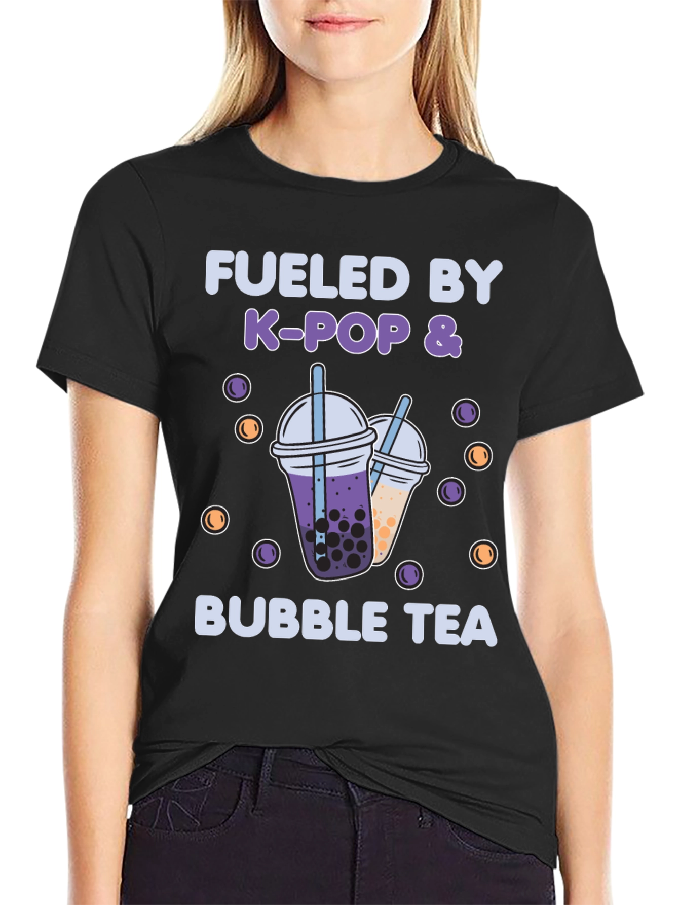 Fueled by K-Pop & Bubble Tea Graphic T-Shirt