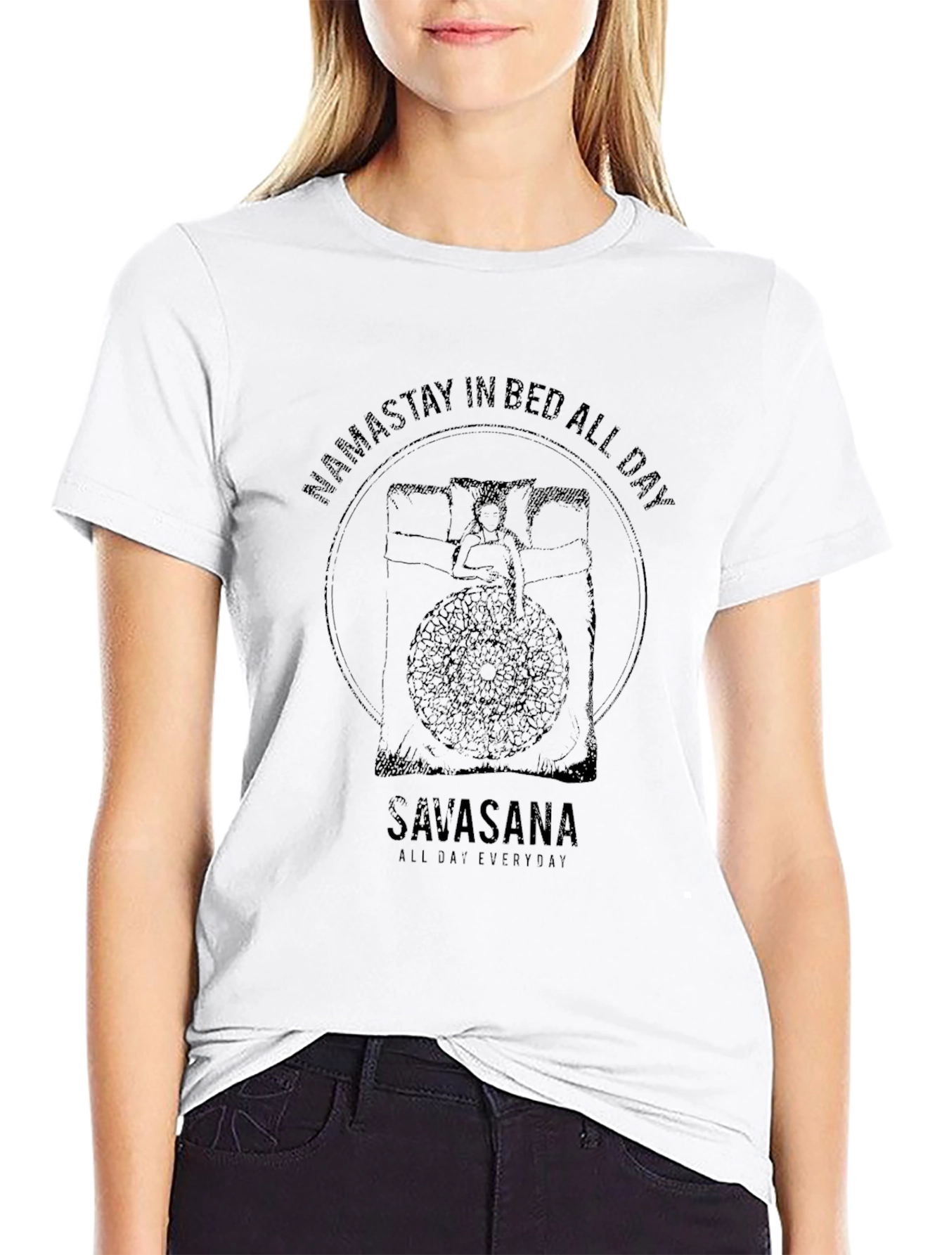 Namastay In Bed All Day Black T-Shirt