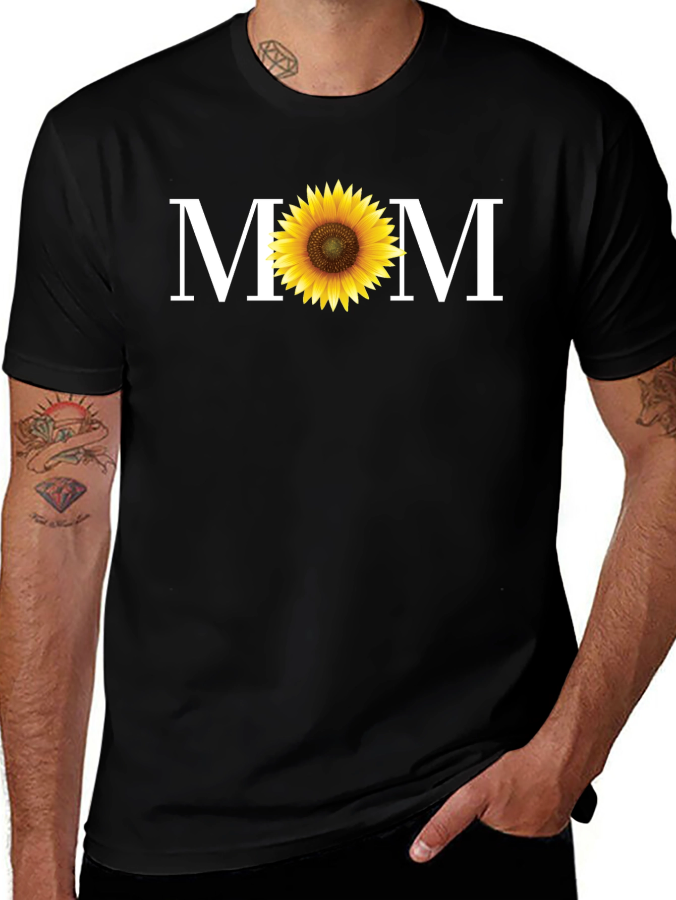 Sunflower MOM Graphic T-Shirt - Black Cotton Tee