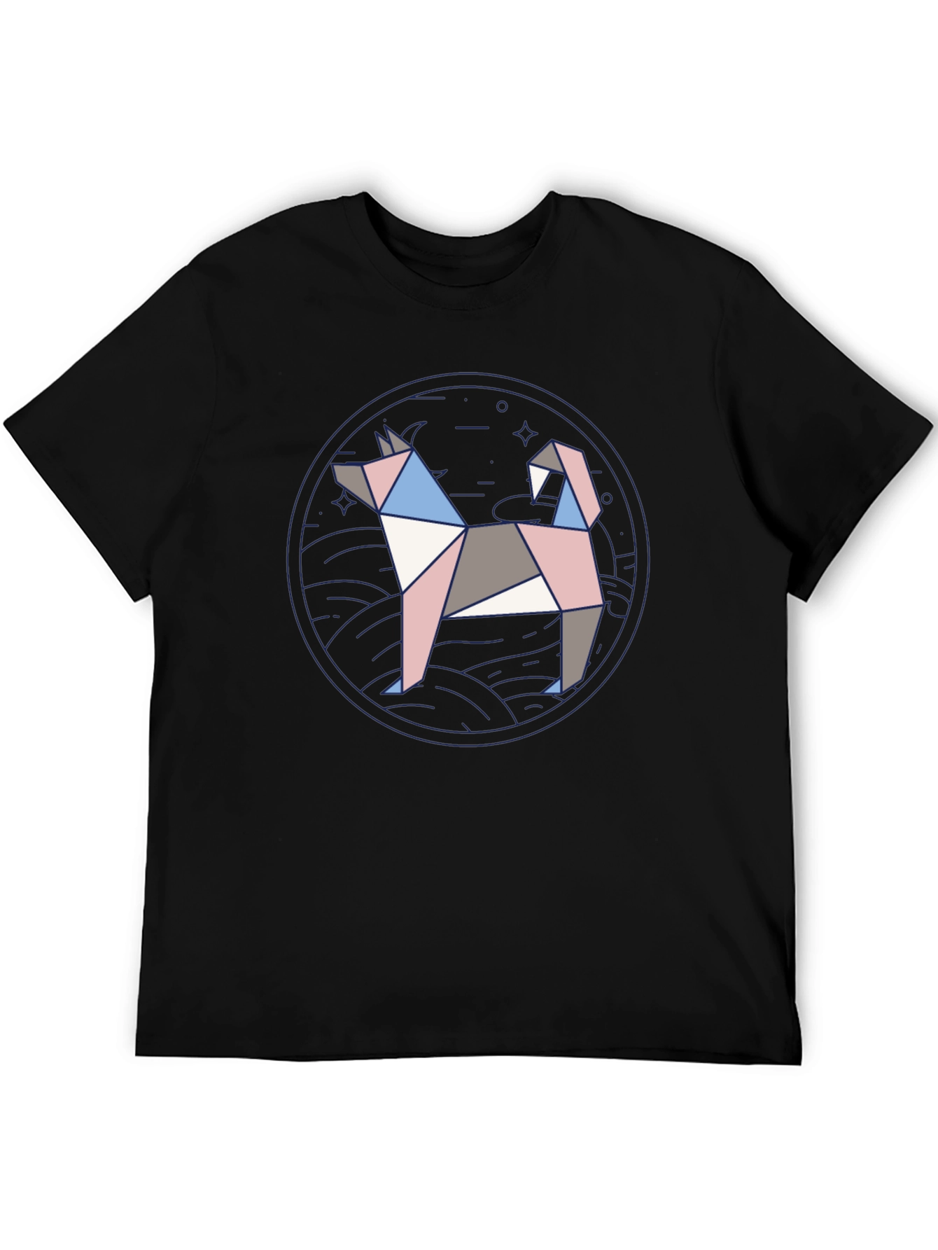 Geometric Dog Graphic Tee - Modern Art Shirt