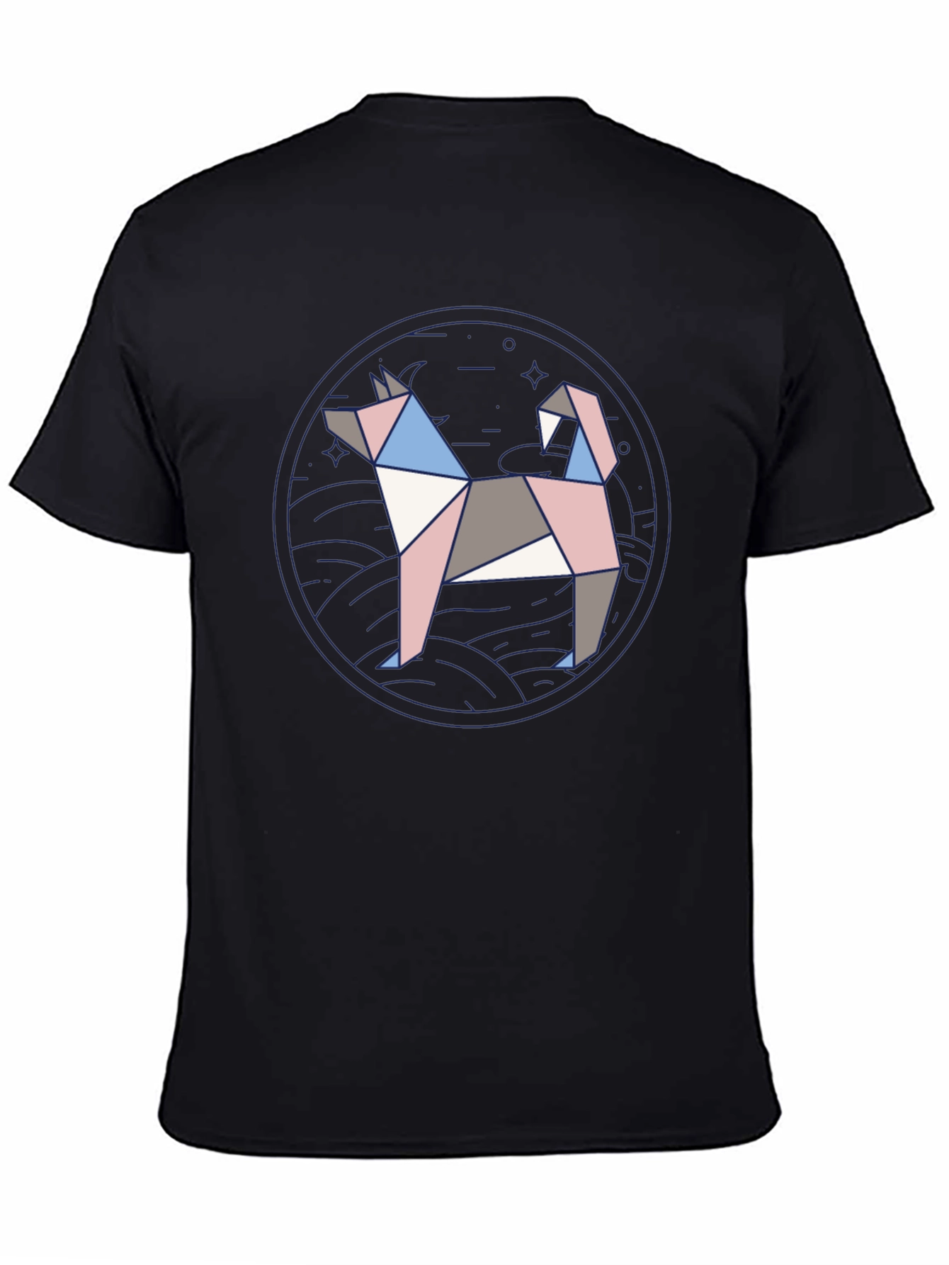 Geometric Dog Graphic Tee - Modern Art Shirt