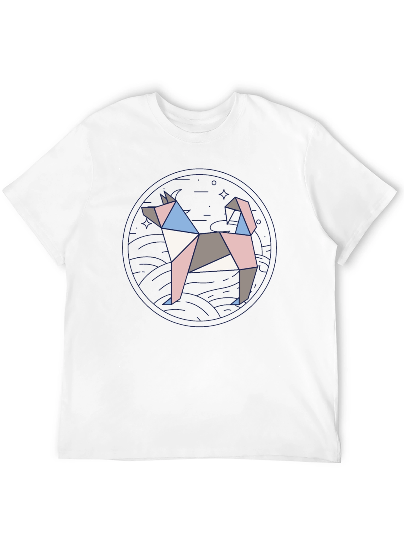 Geometric Dog Graphic Tee - Modern Art Shirt