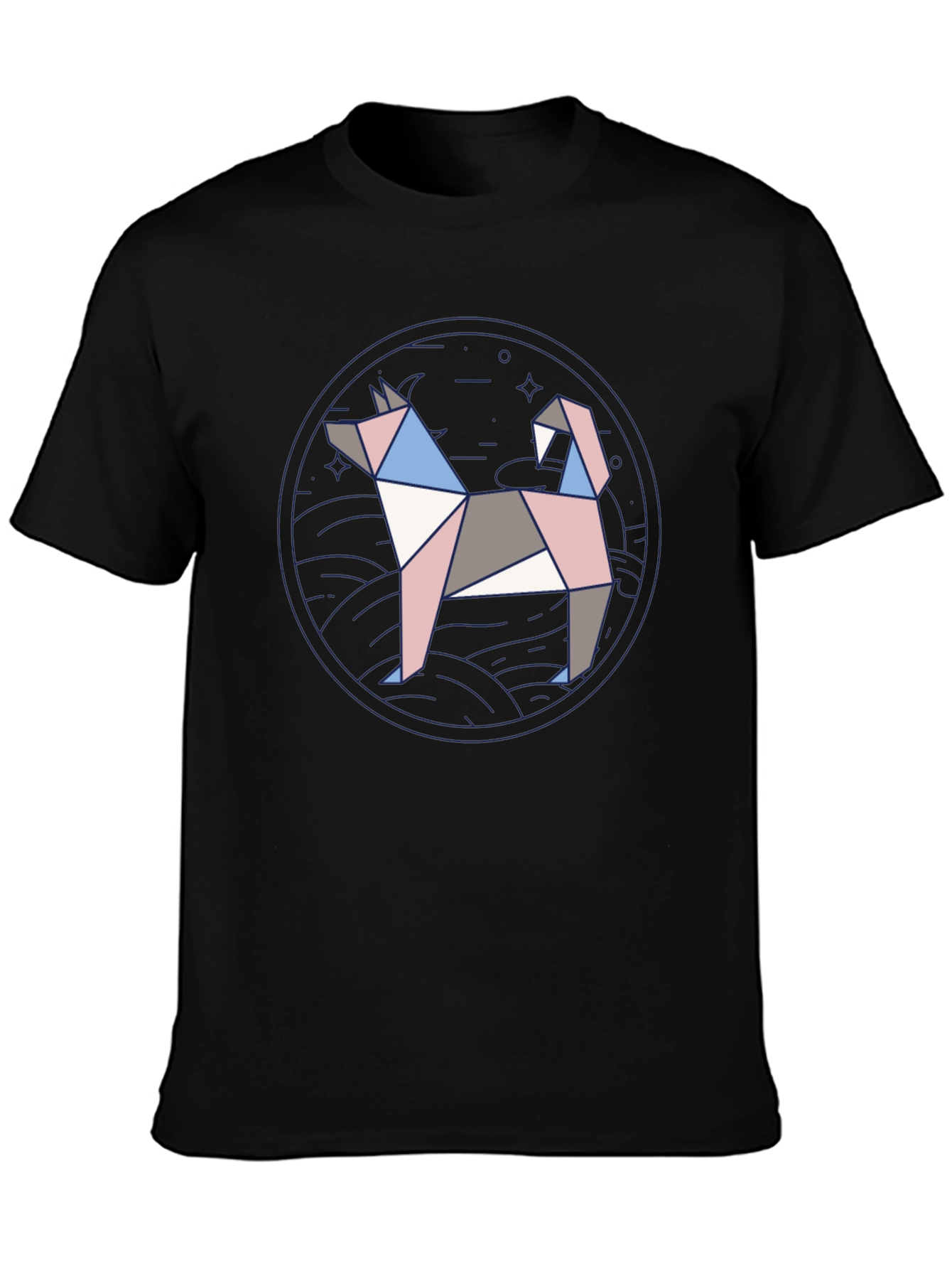 Geometric Dog Graphic Tee - Modern Art Shirt