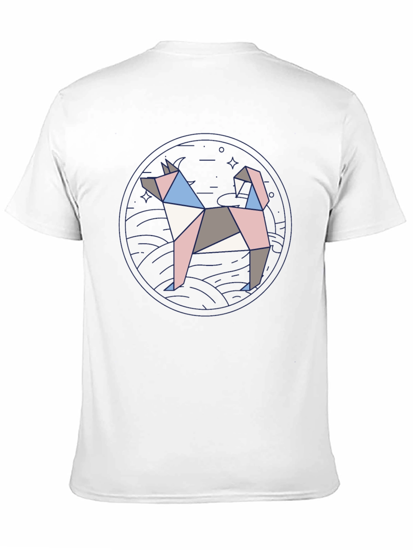 Geometric Dog Graphic Tee - Modern Art Shirt