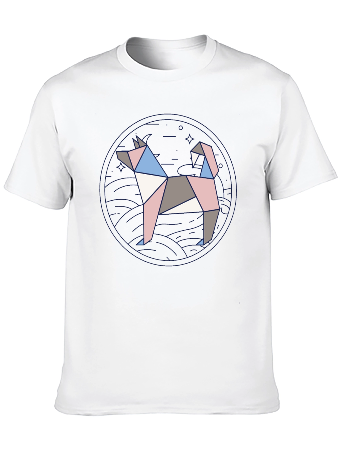 Geometric Dog Graphic Tee - Modern Art Shirt