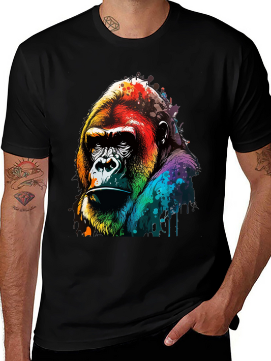 Colorful Gorilla Graphic Black T-Shirt
