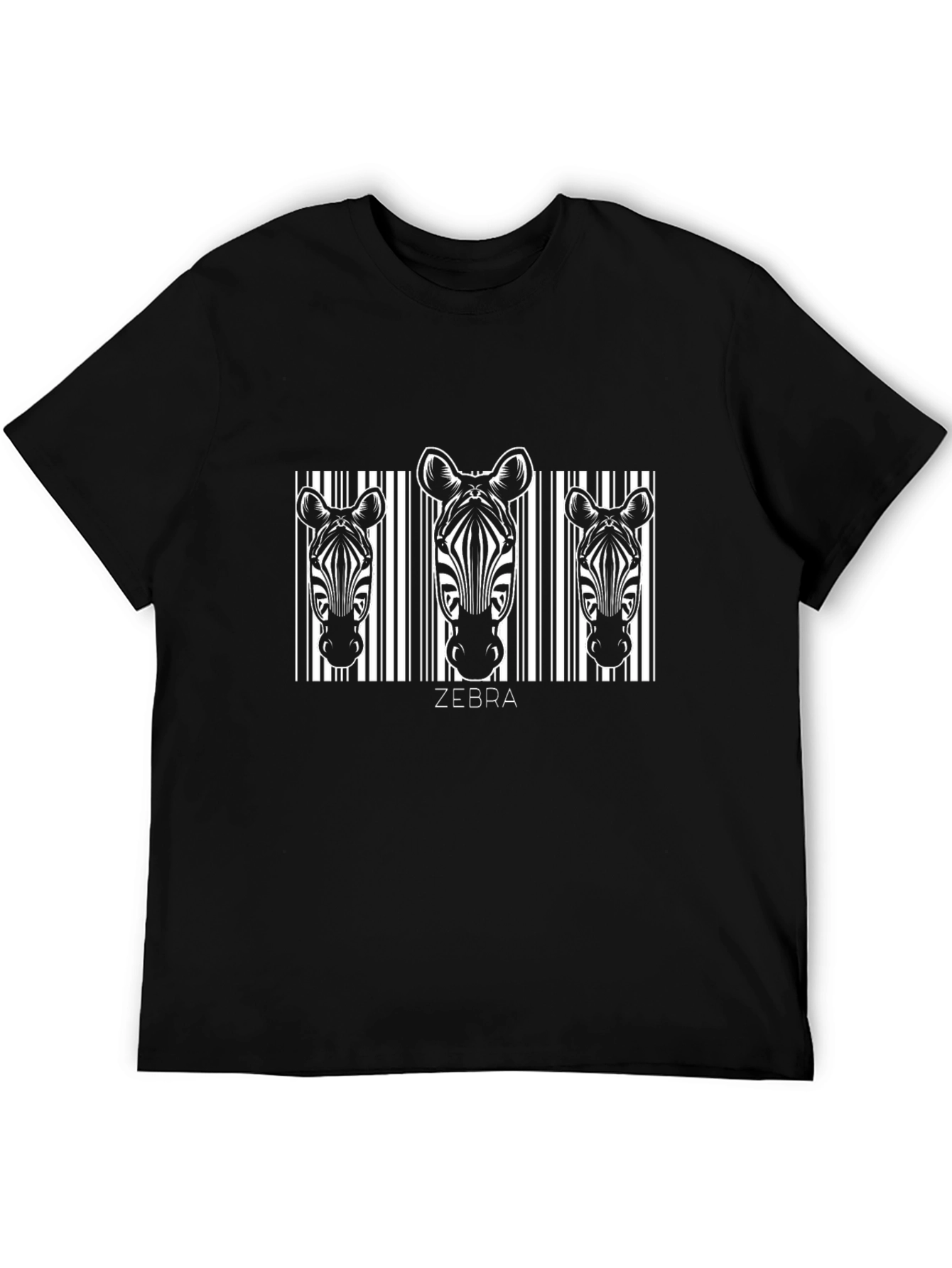 Zebra Barcode Graphic Black T-Shirt