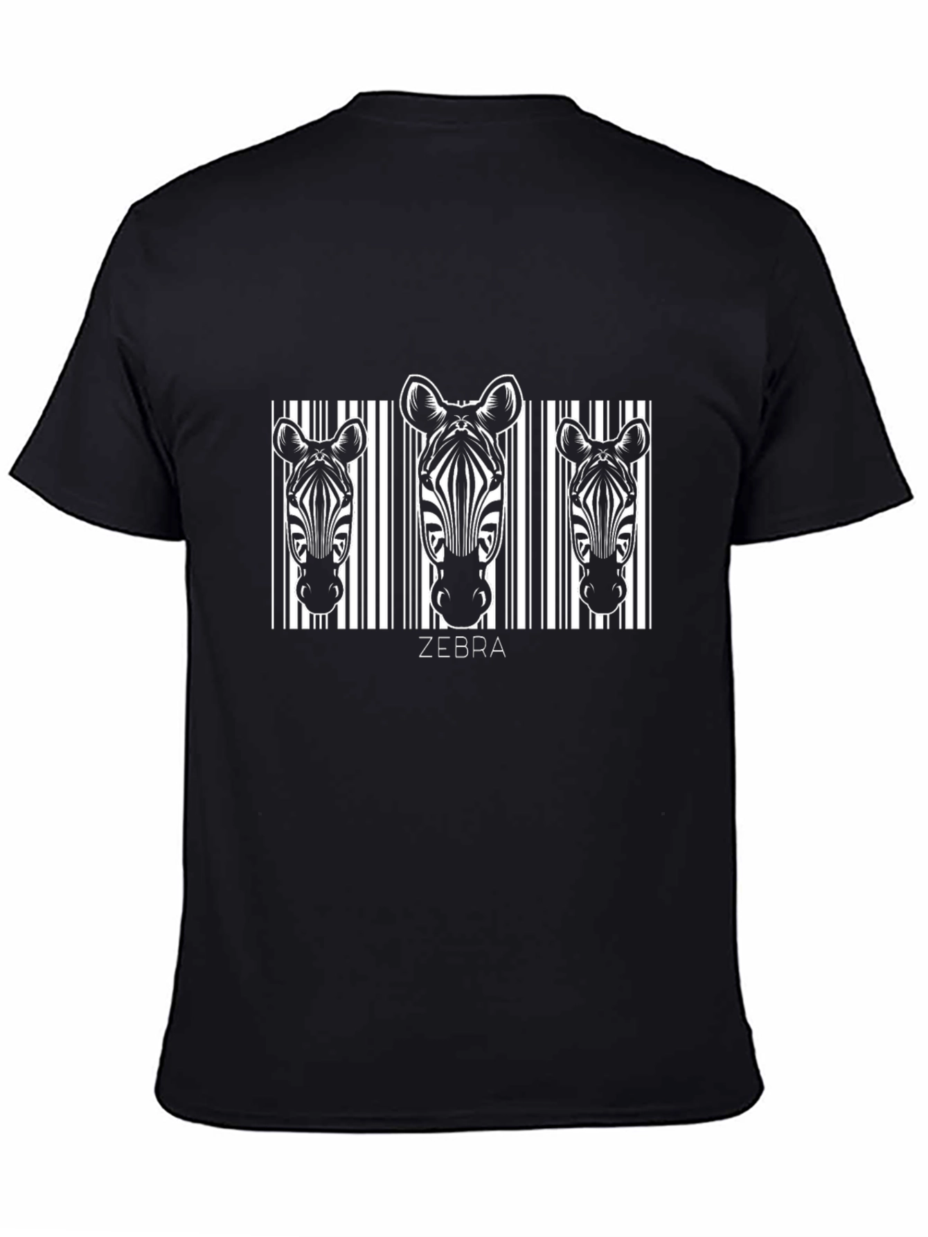 Zebra Barcode Graphic Black T-Shirt