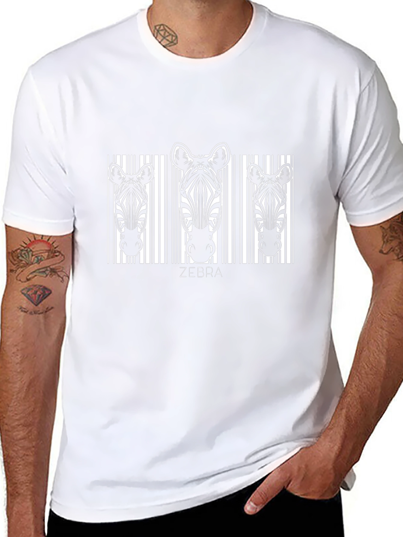 Zebra Barcode Graphic Black T-Shirt