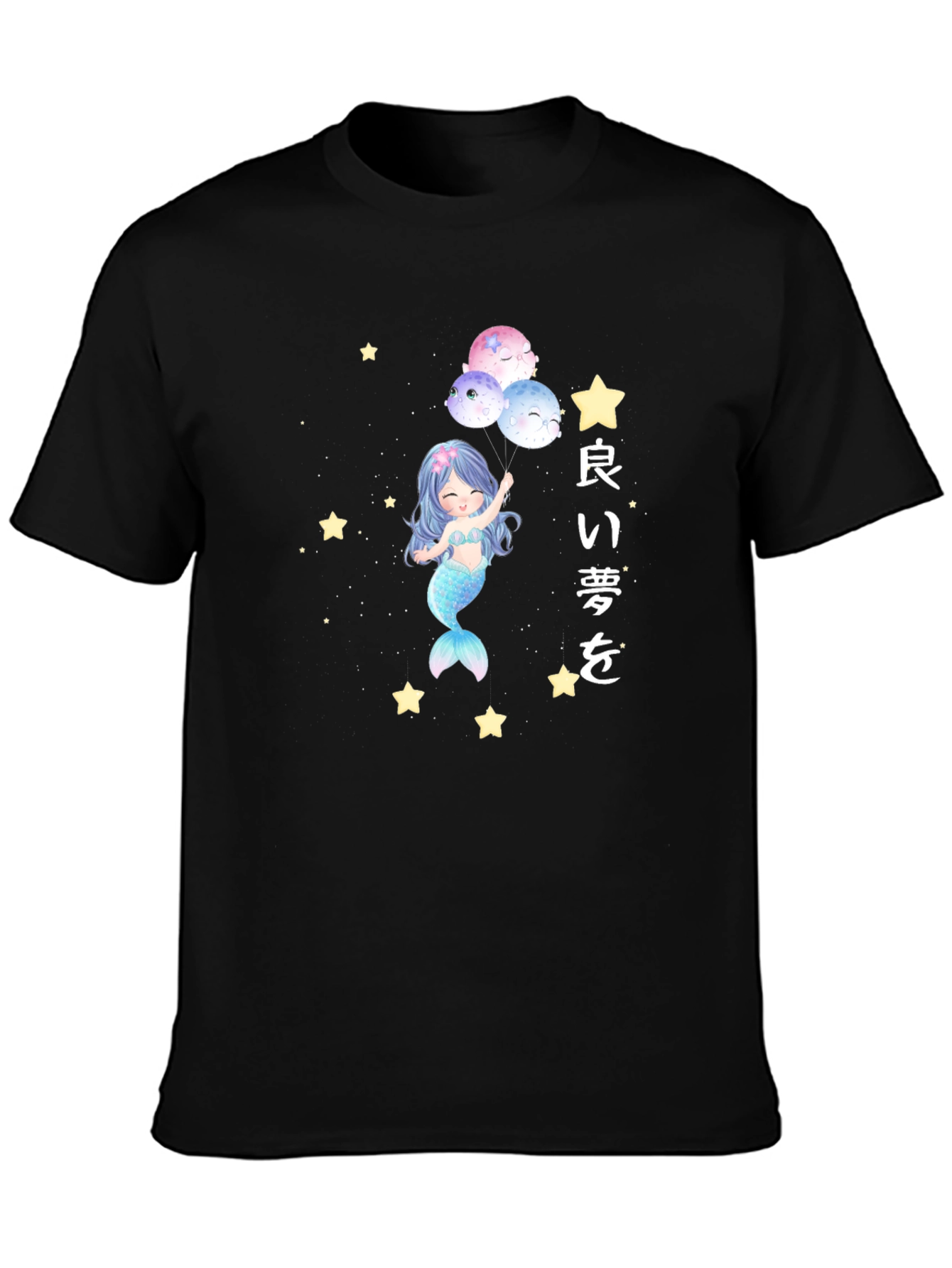 Mermaid Dreams Graphic Tee - Soft Cotton Black T-Shirt