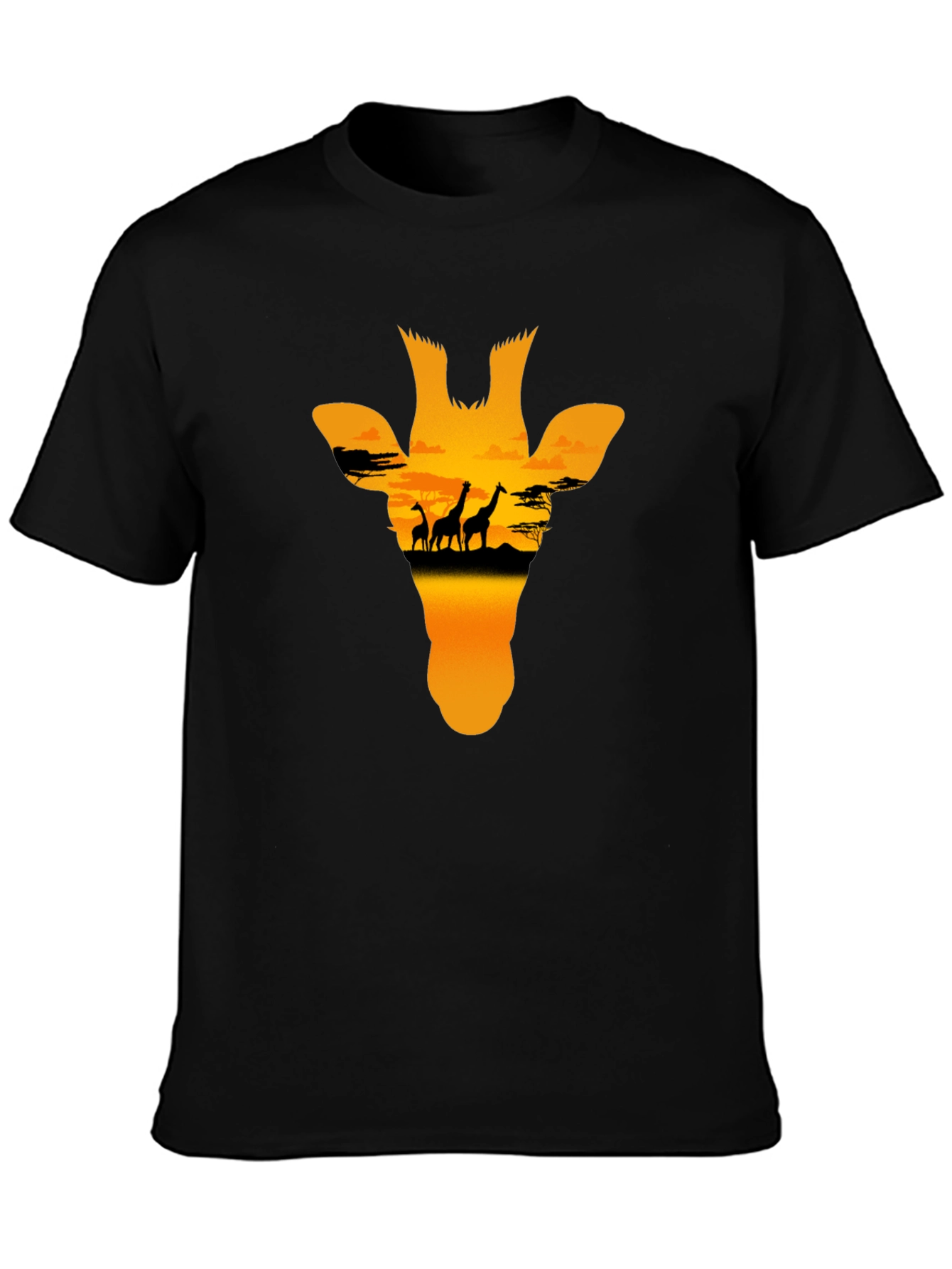 Giraffe Sunset Graphic Tee - Black