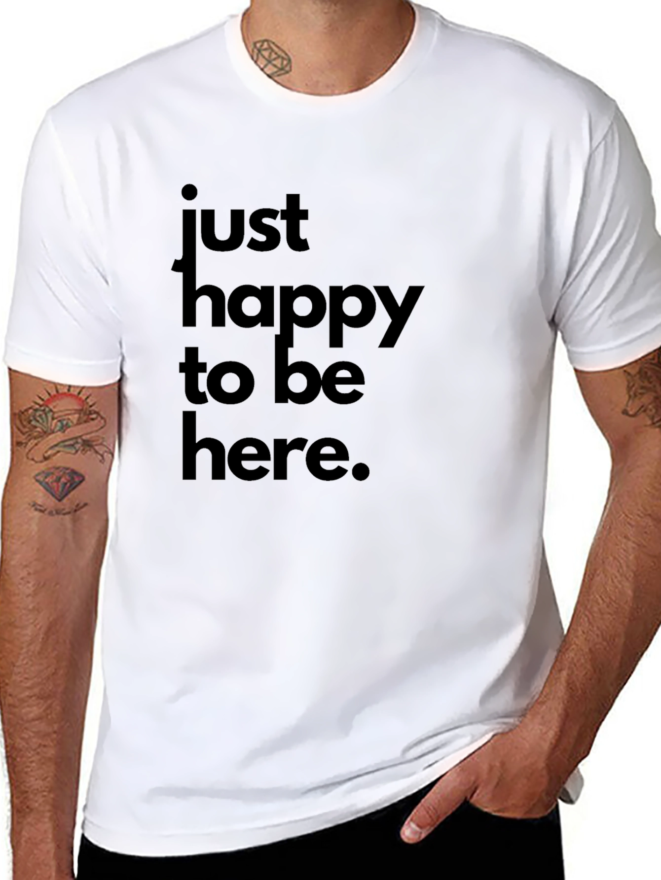 Just Happy to Be Here Black Graphic Tee
