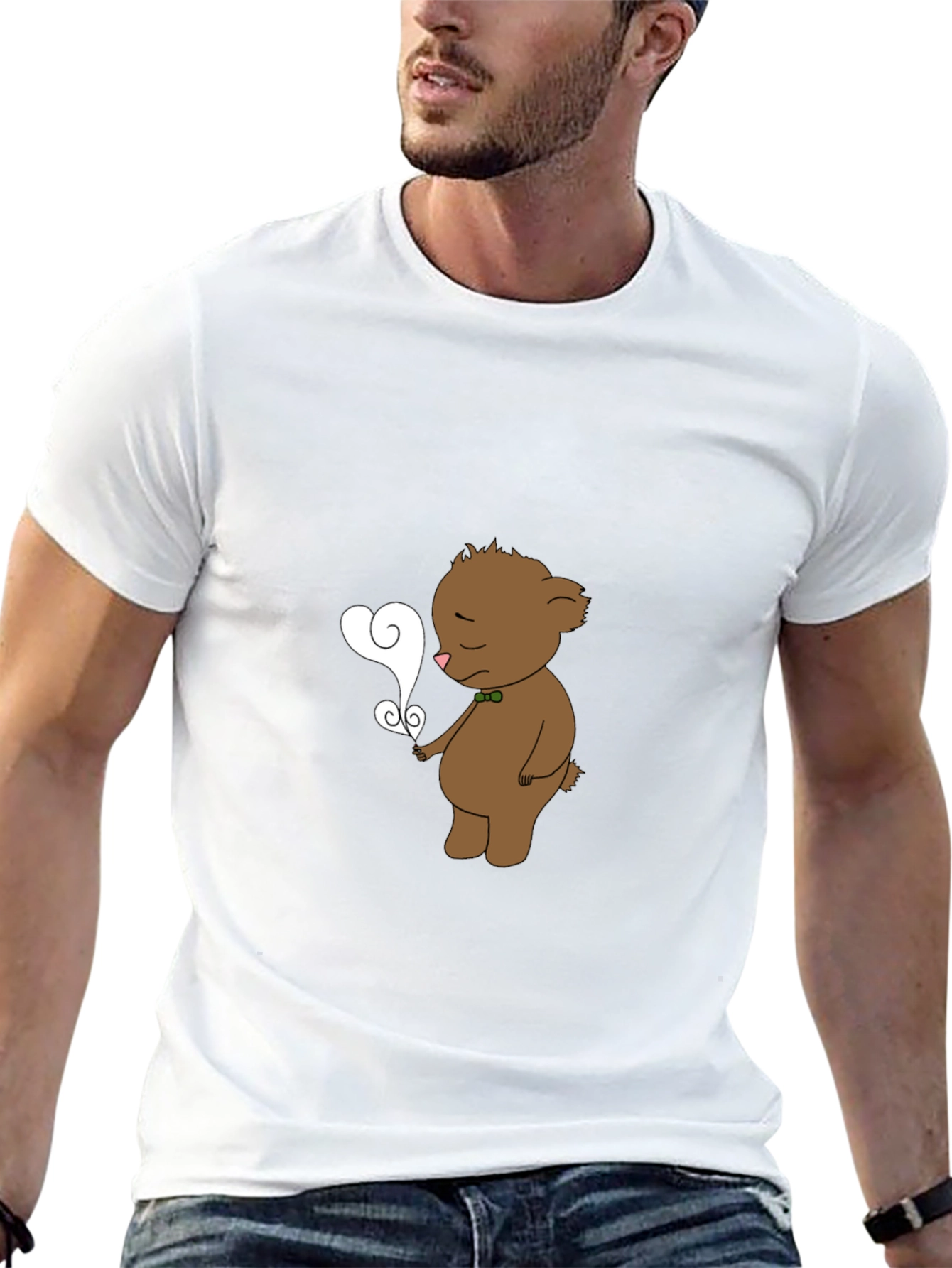 Sad Bear Heart Smoke Graphic Tee - Black