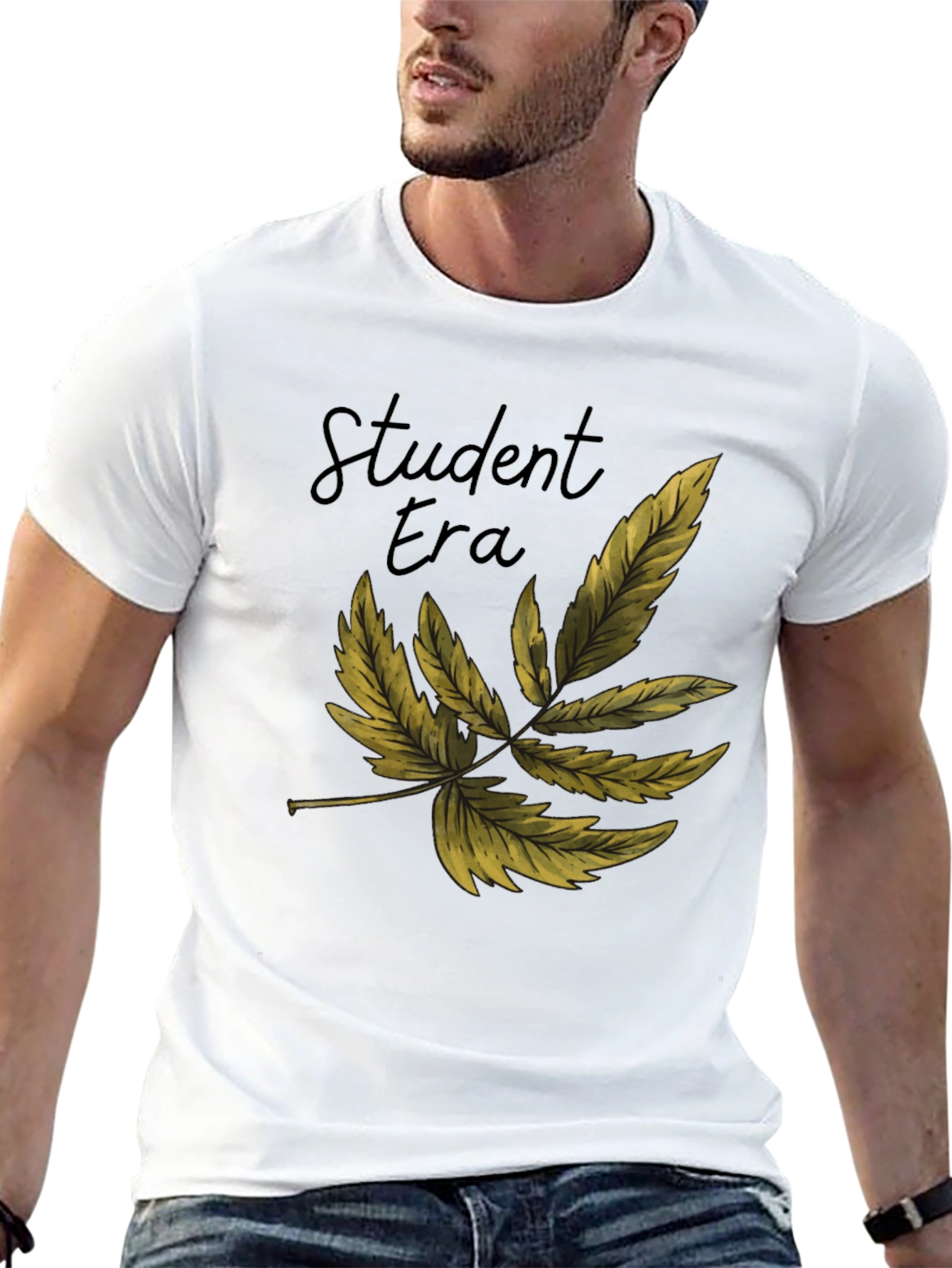 Student Era Leaf Graphic Black T-Shirt