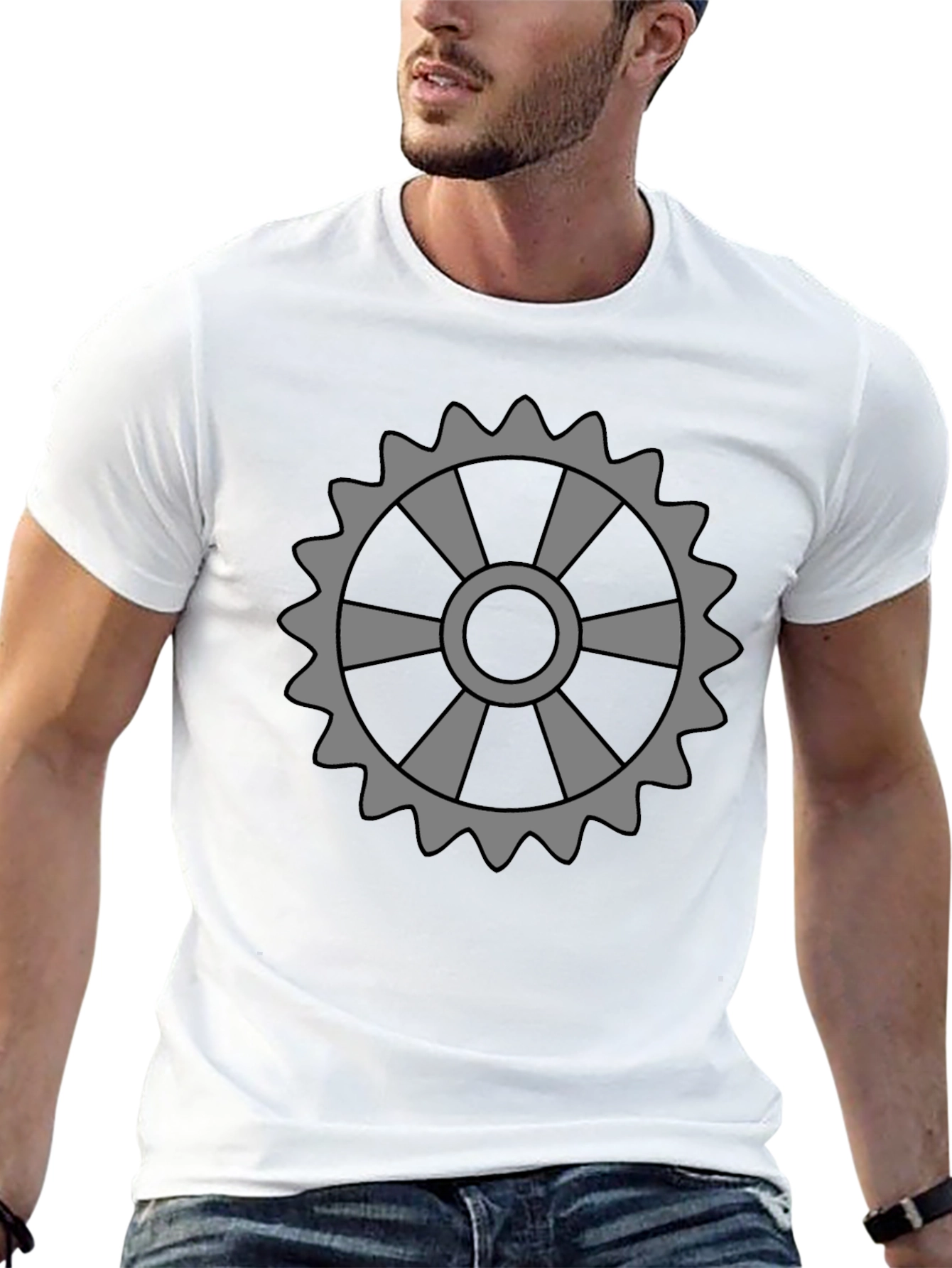 Gear Graphic Tee - Black Crew Neck T-Shirt