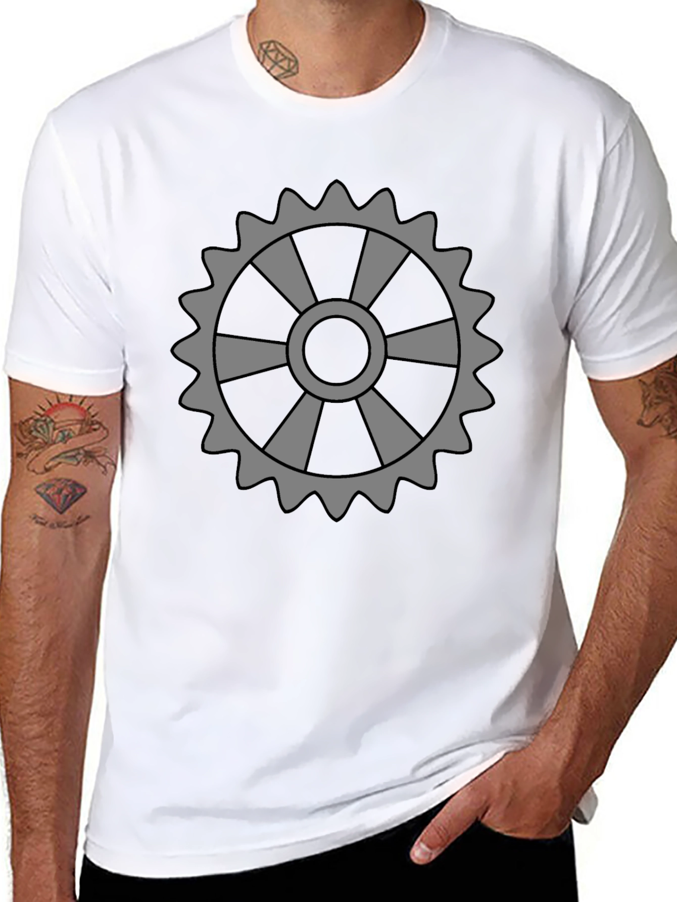 Gear Graphic Tee - Black Crew Neck T-Shirt