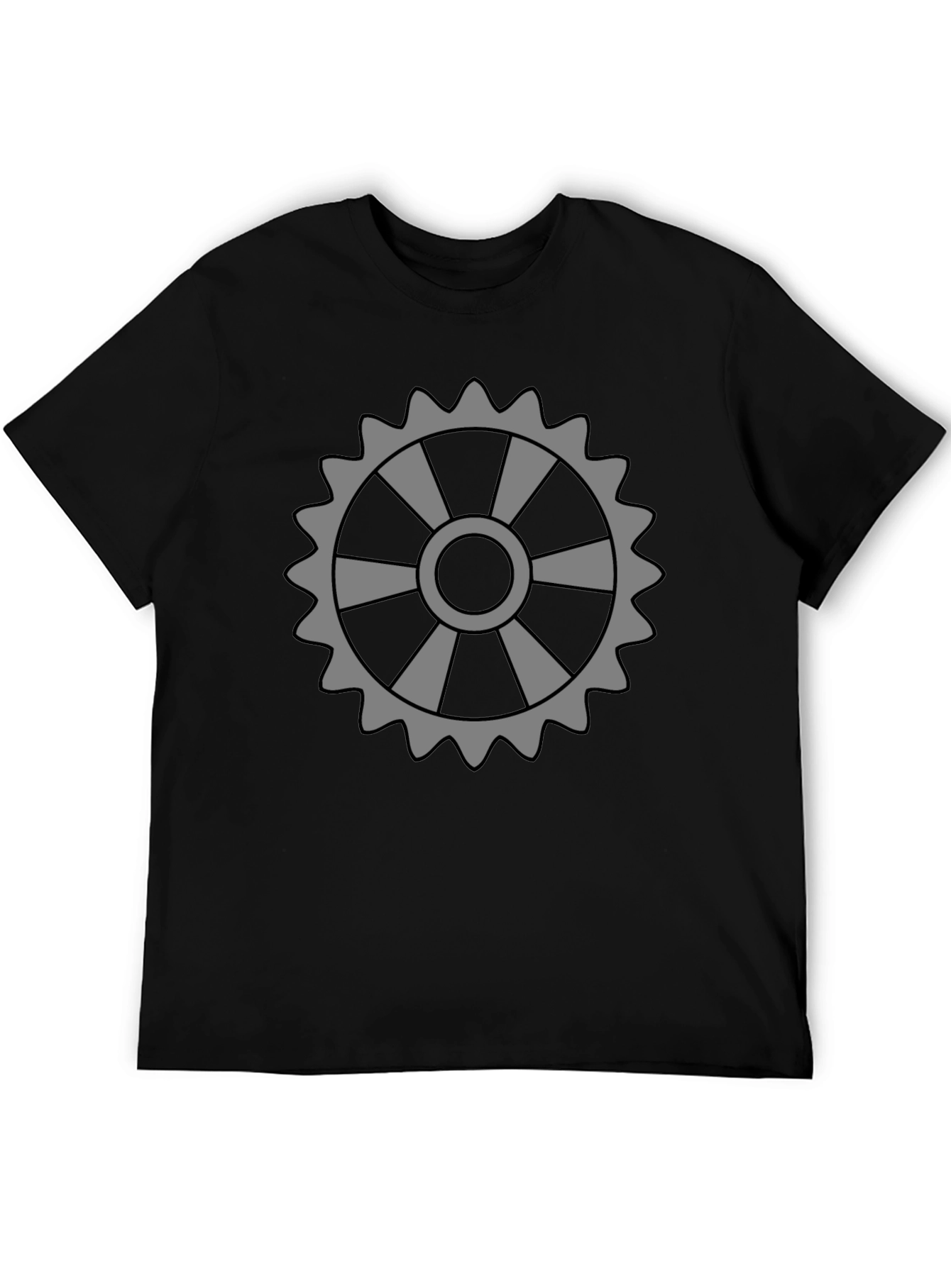 Gear Graphic Tee - Black Crew Neck T-Shirt