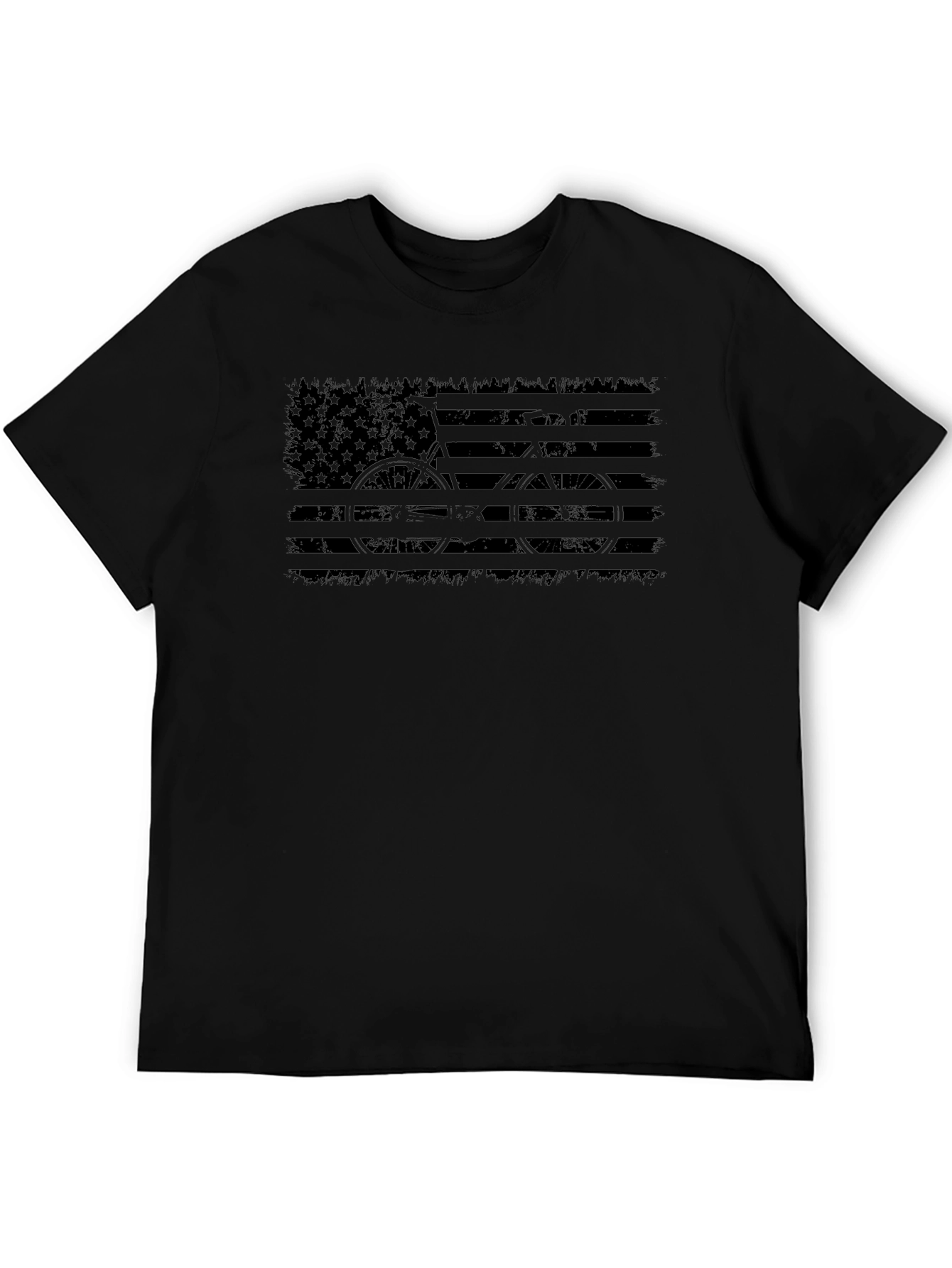 American Flag Bicycle Graphic Black T-Shirt