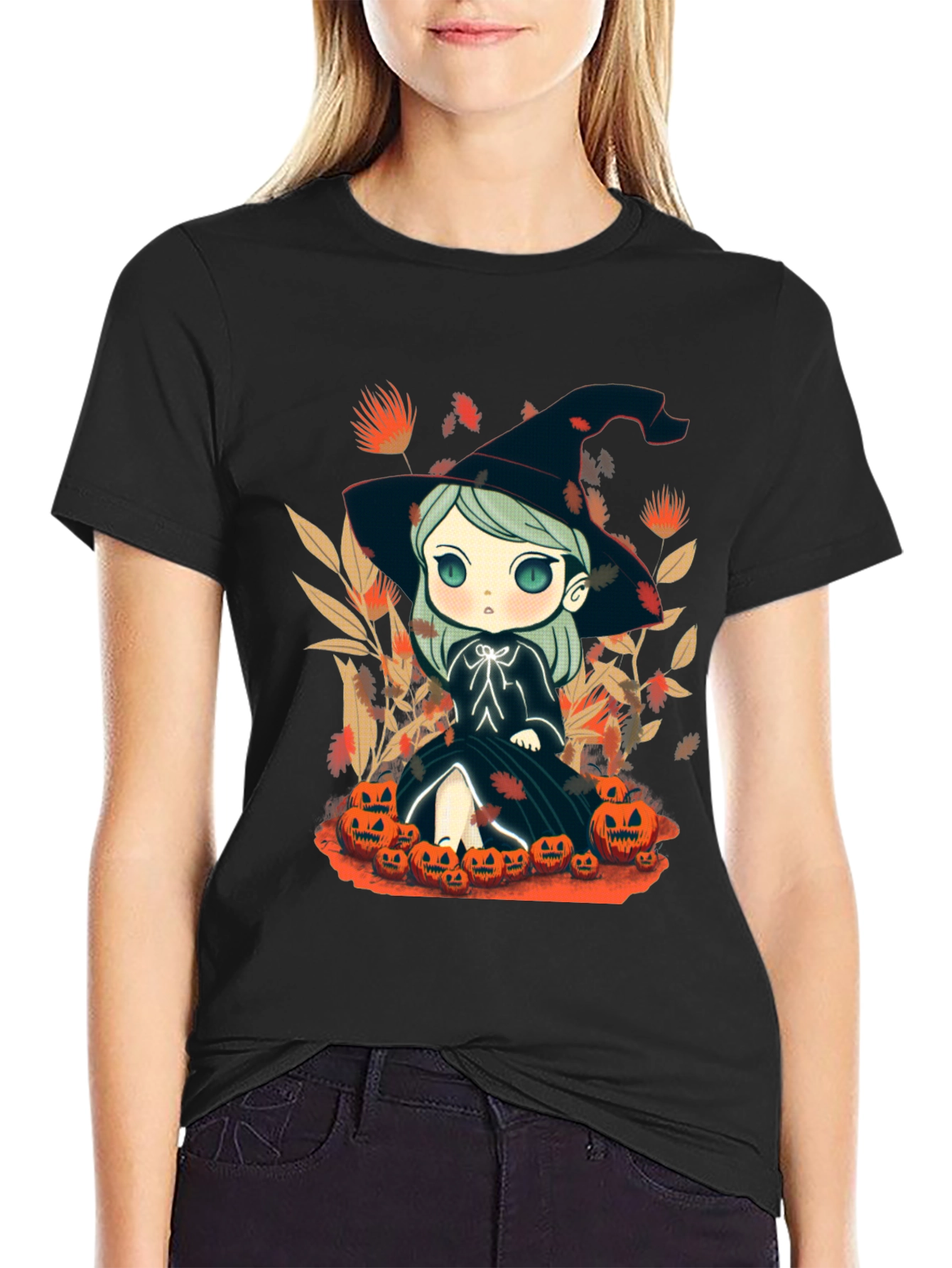 Cute Witch Chibi Halloween T-Shirt