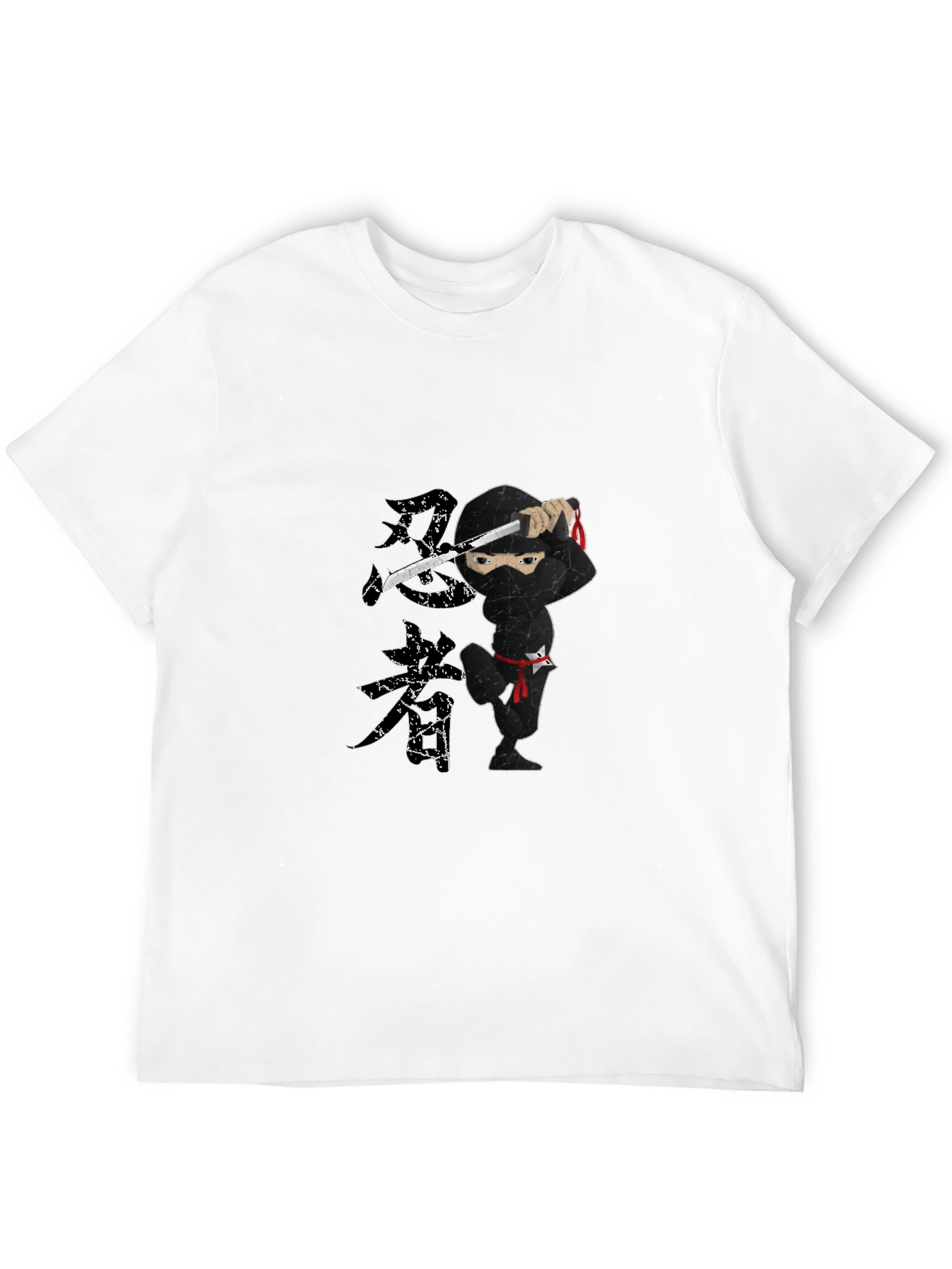 Ninja Graphic Print Black T-Shirt