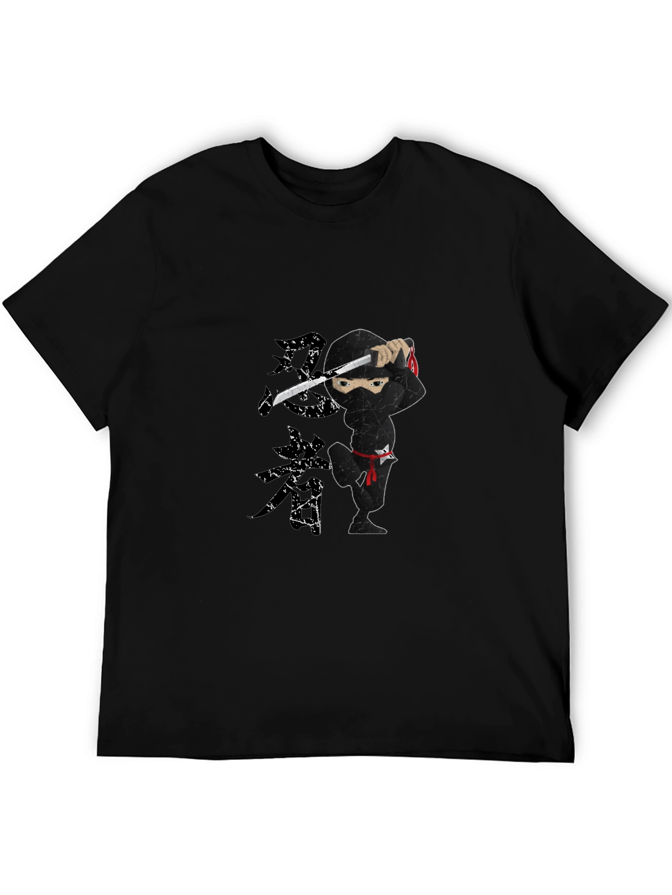 Ninja Graphic Print Black T-Shirt